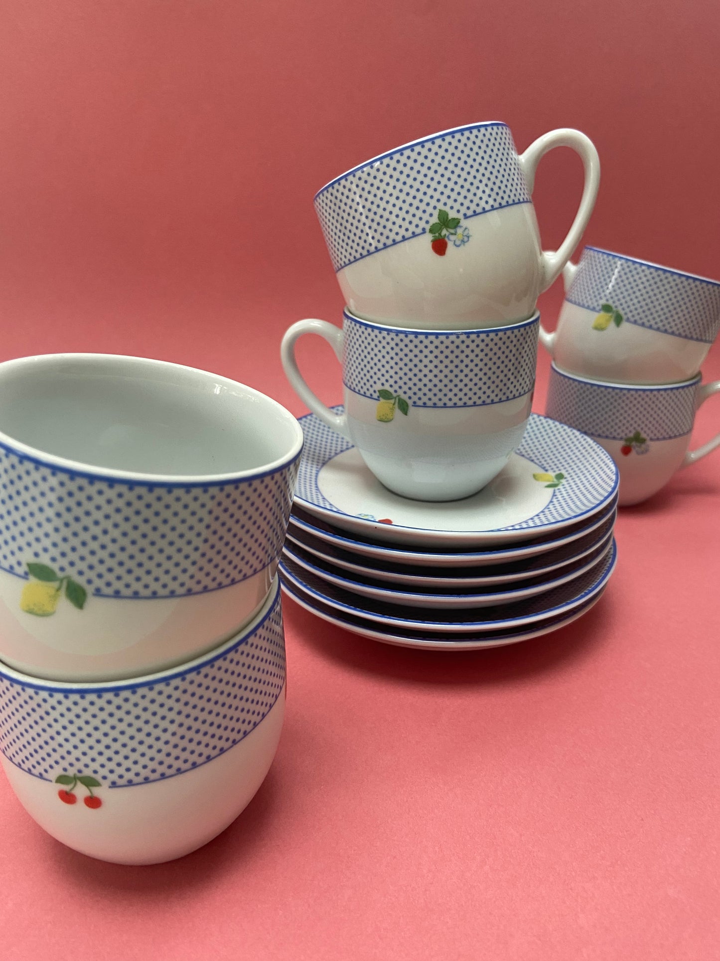 Service Porcelaine Victoria Bohème 6 tasses + coupelles