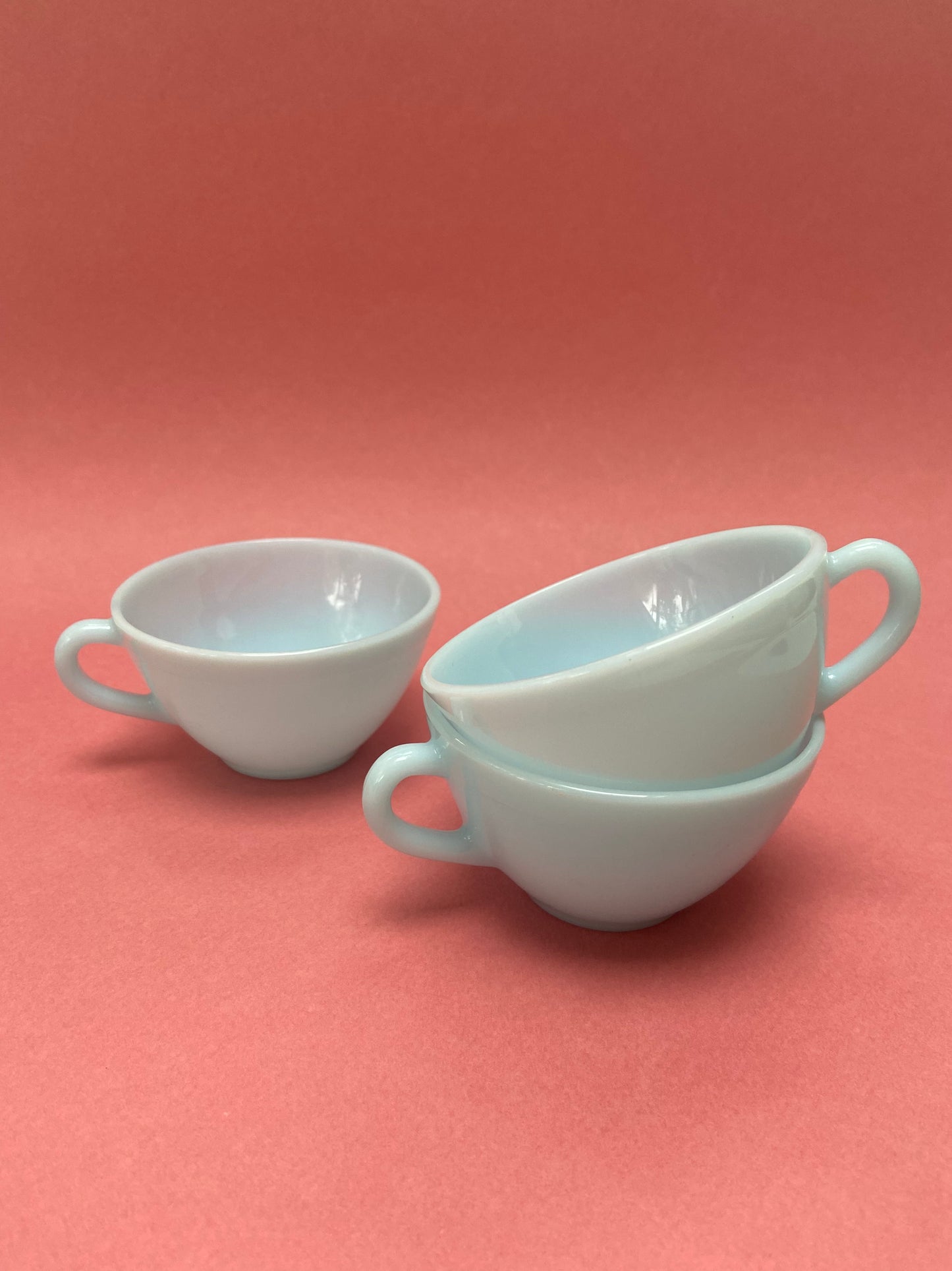 8 DURALEX cups opaline glass Sky blue