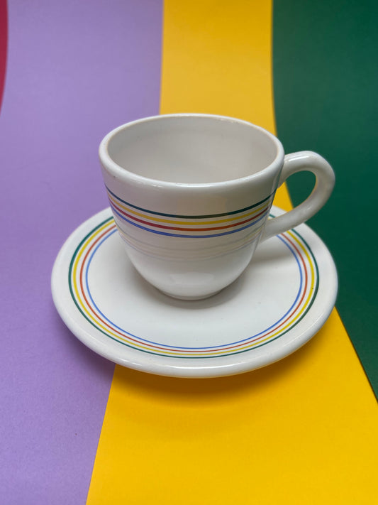 Vintage espresso cup set Primary color lines