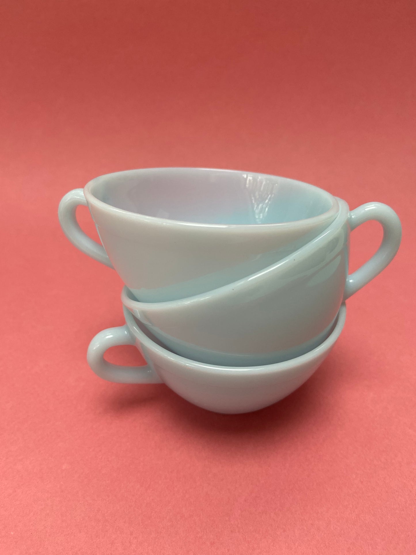 8 DURALEX cups opaline glass Sky blue