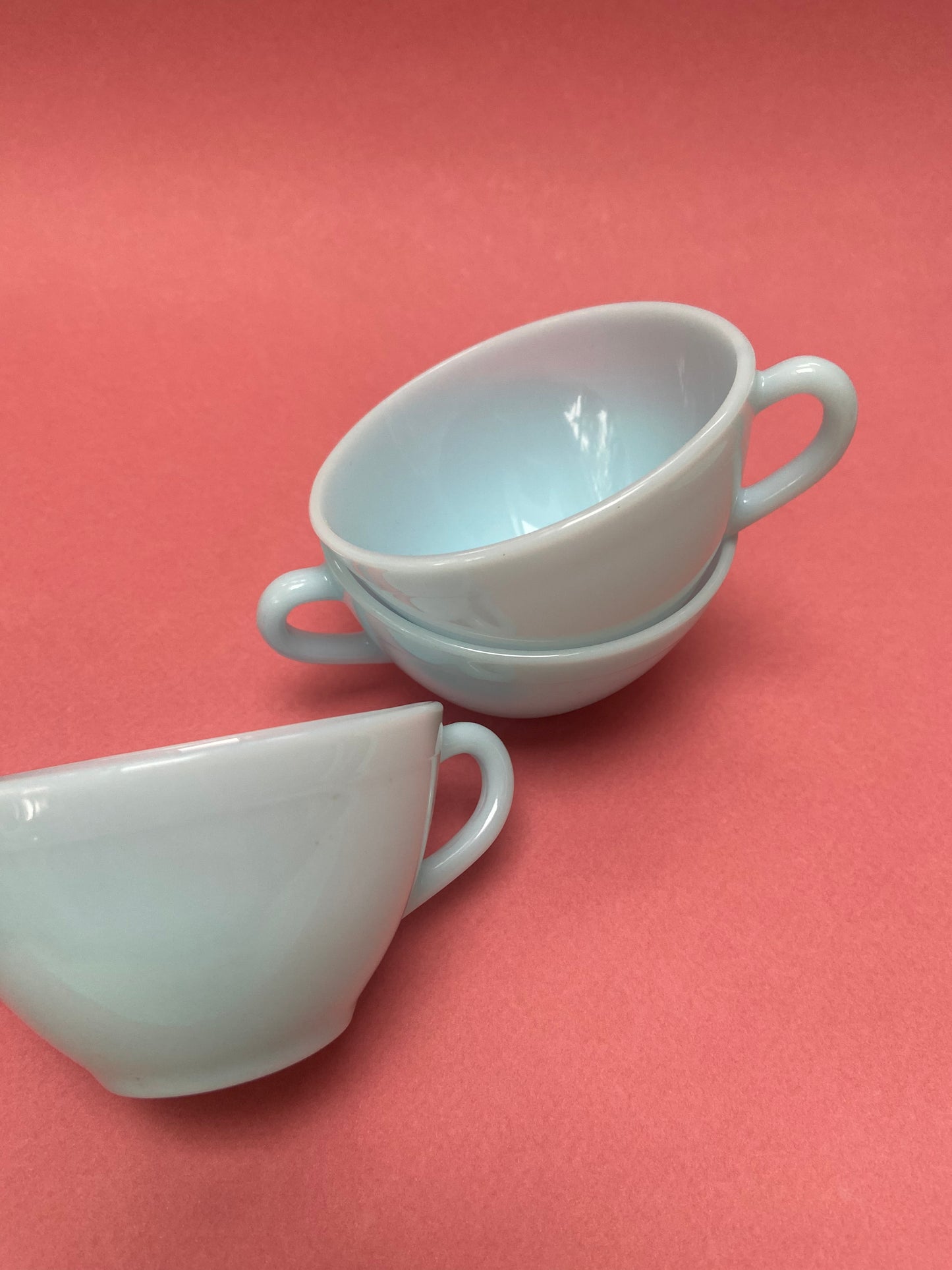 8 DURALEX cups opaline glass Sky blue