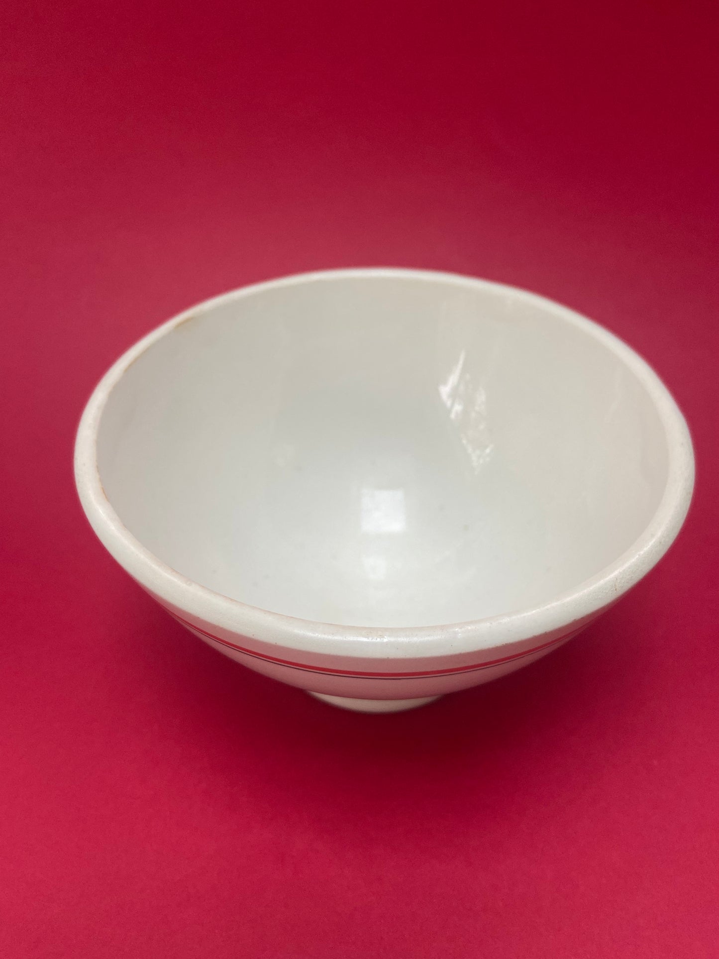 Vintage ceramic bowl Red line