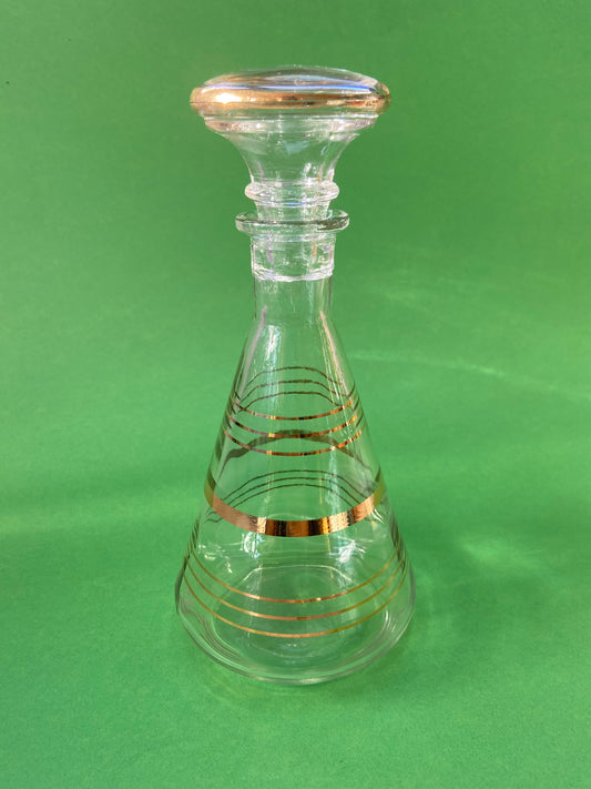 Carafe vintage forme conique lignes dorées