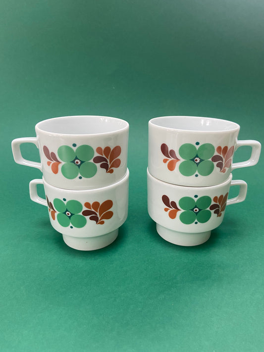 4 tasses motif seventies