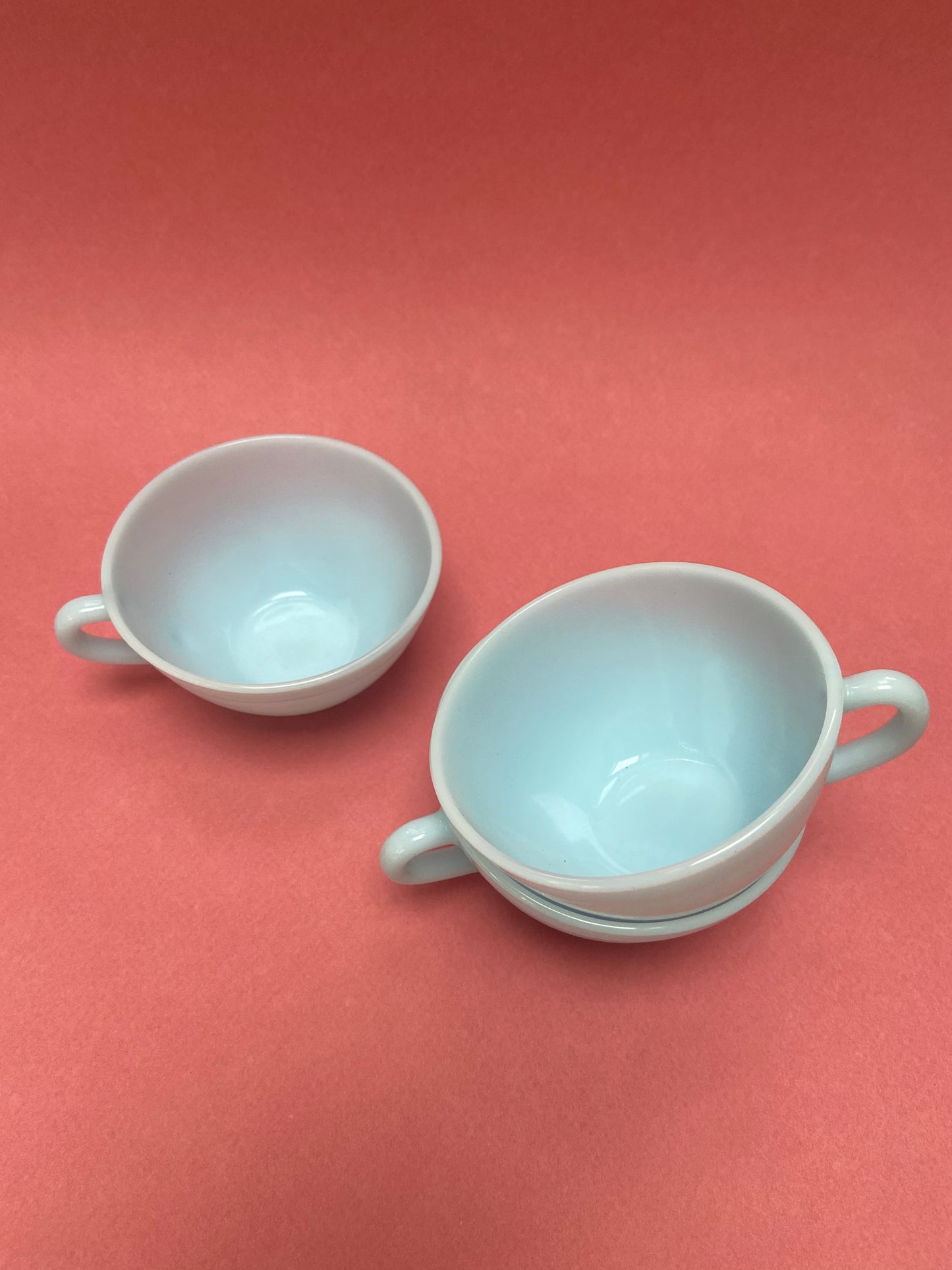 8 DURALEX cups opaline glass Sky blue