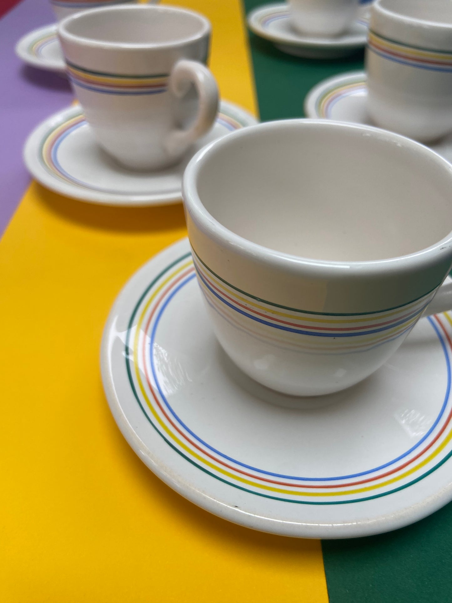 Service tasses à expresso vintage Lignes couleurs primaires