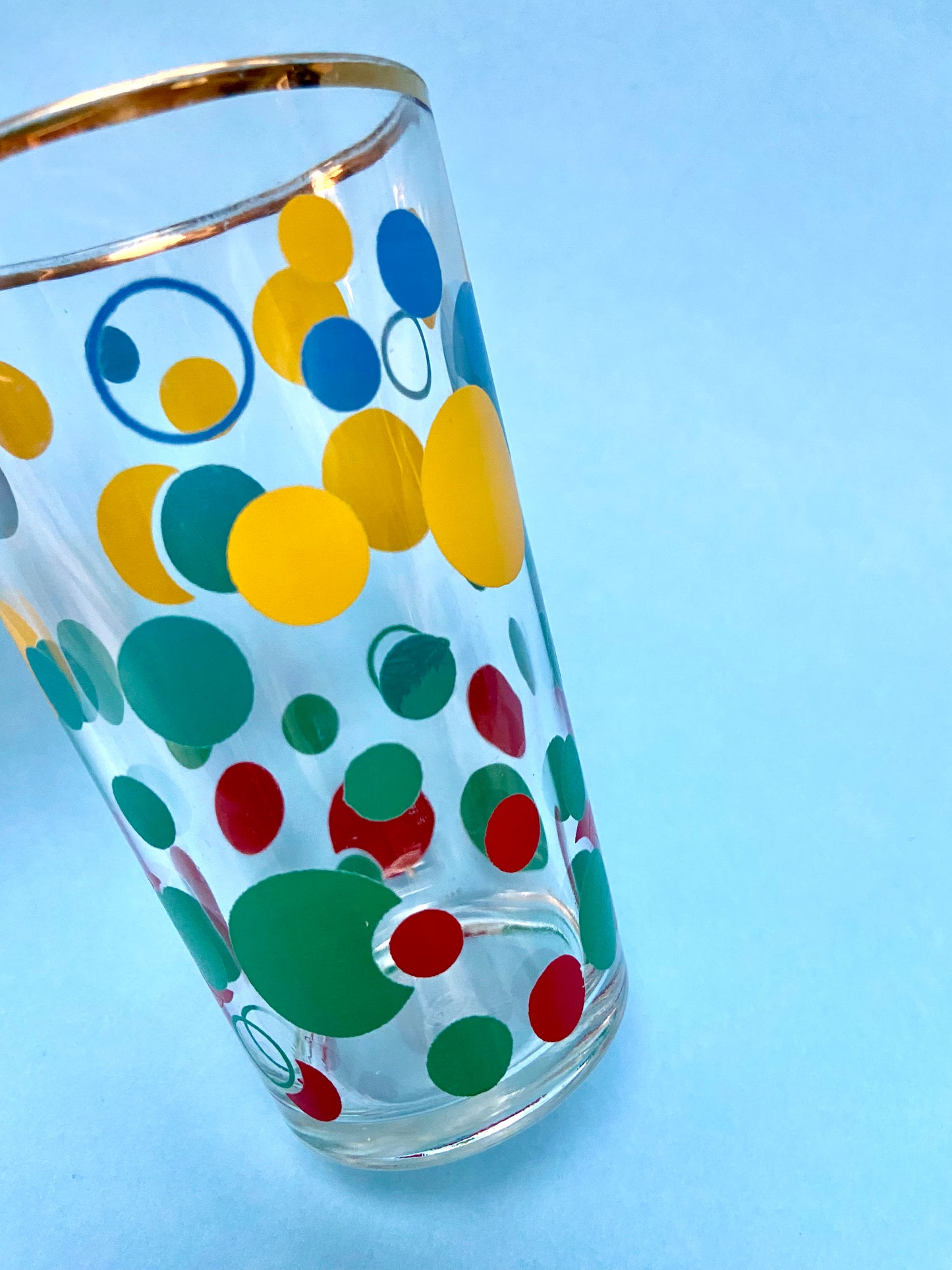 Verre à jus POP pois multicolores et dorure