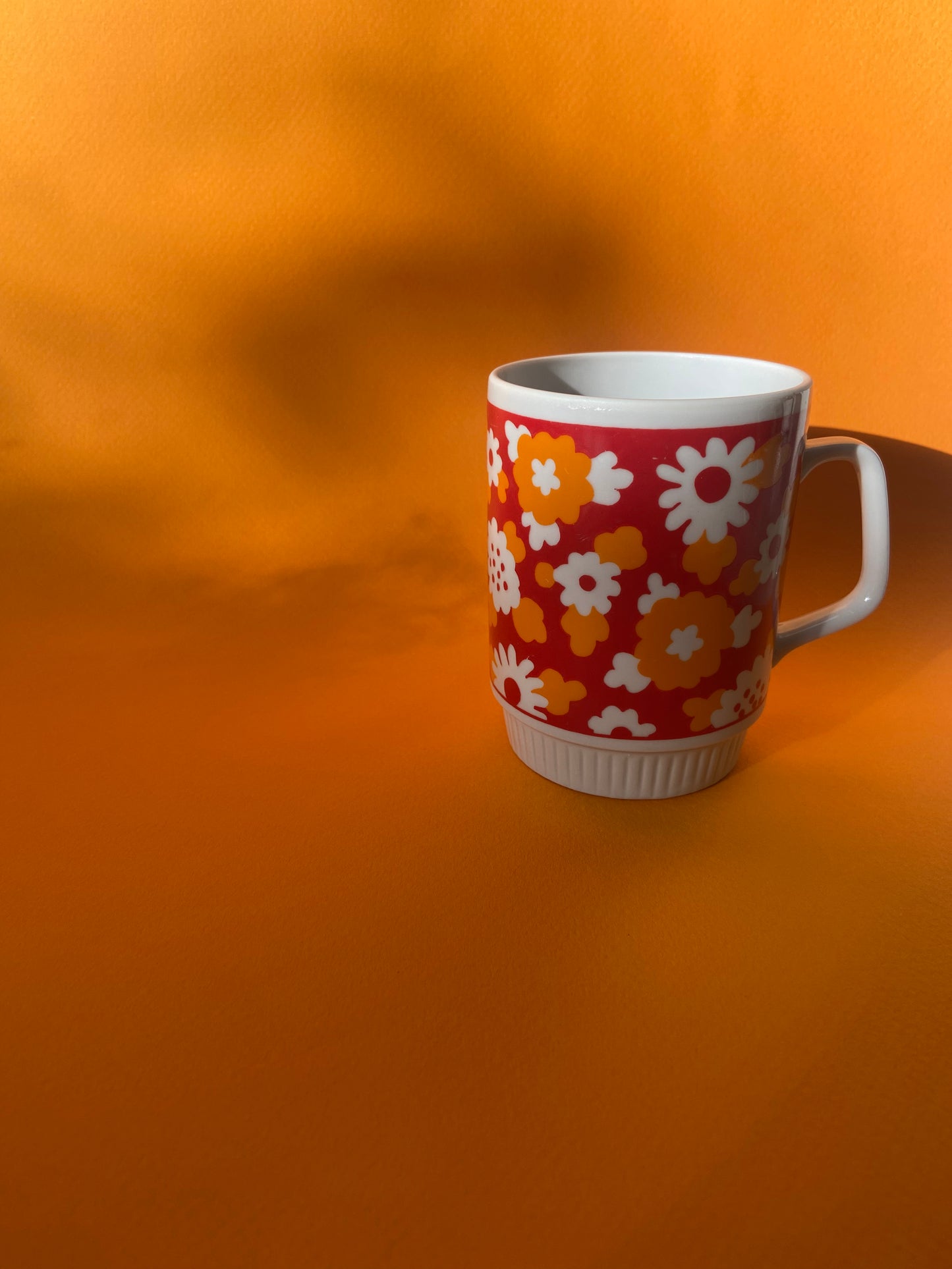 Mug vintage FLOWERS orange/rouge