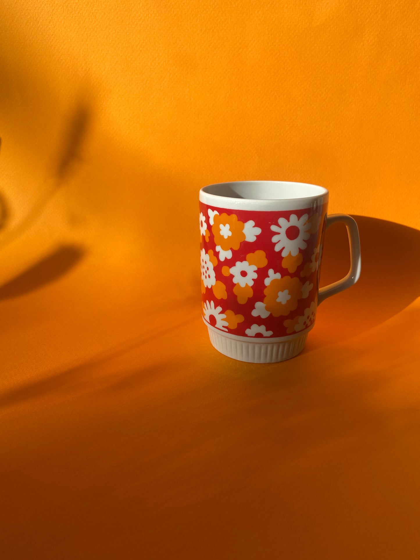 Mug vintage FLOWERS orange/rouge