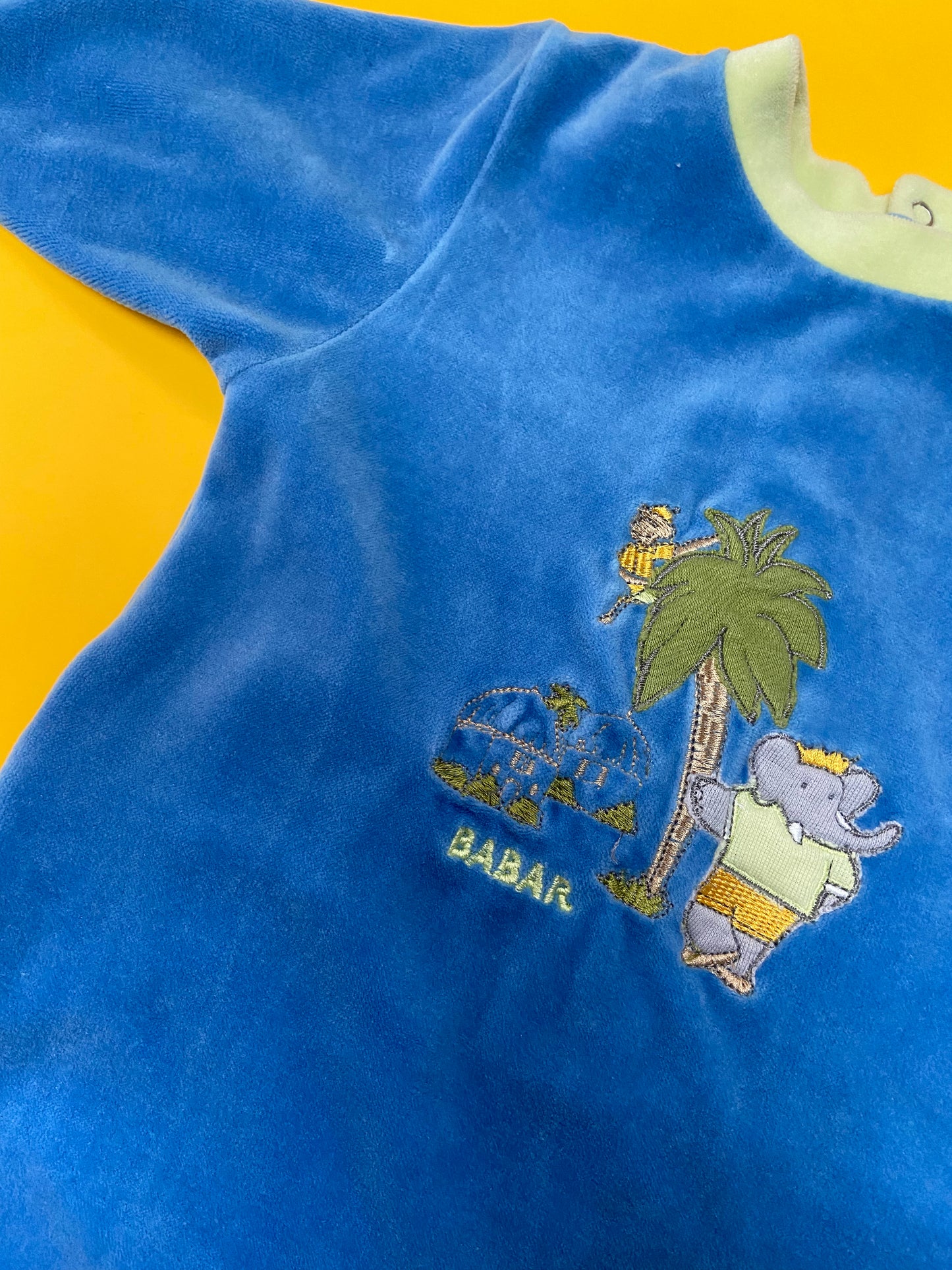 Pyjama velours bébé vintage BABAR BLEU