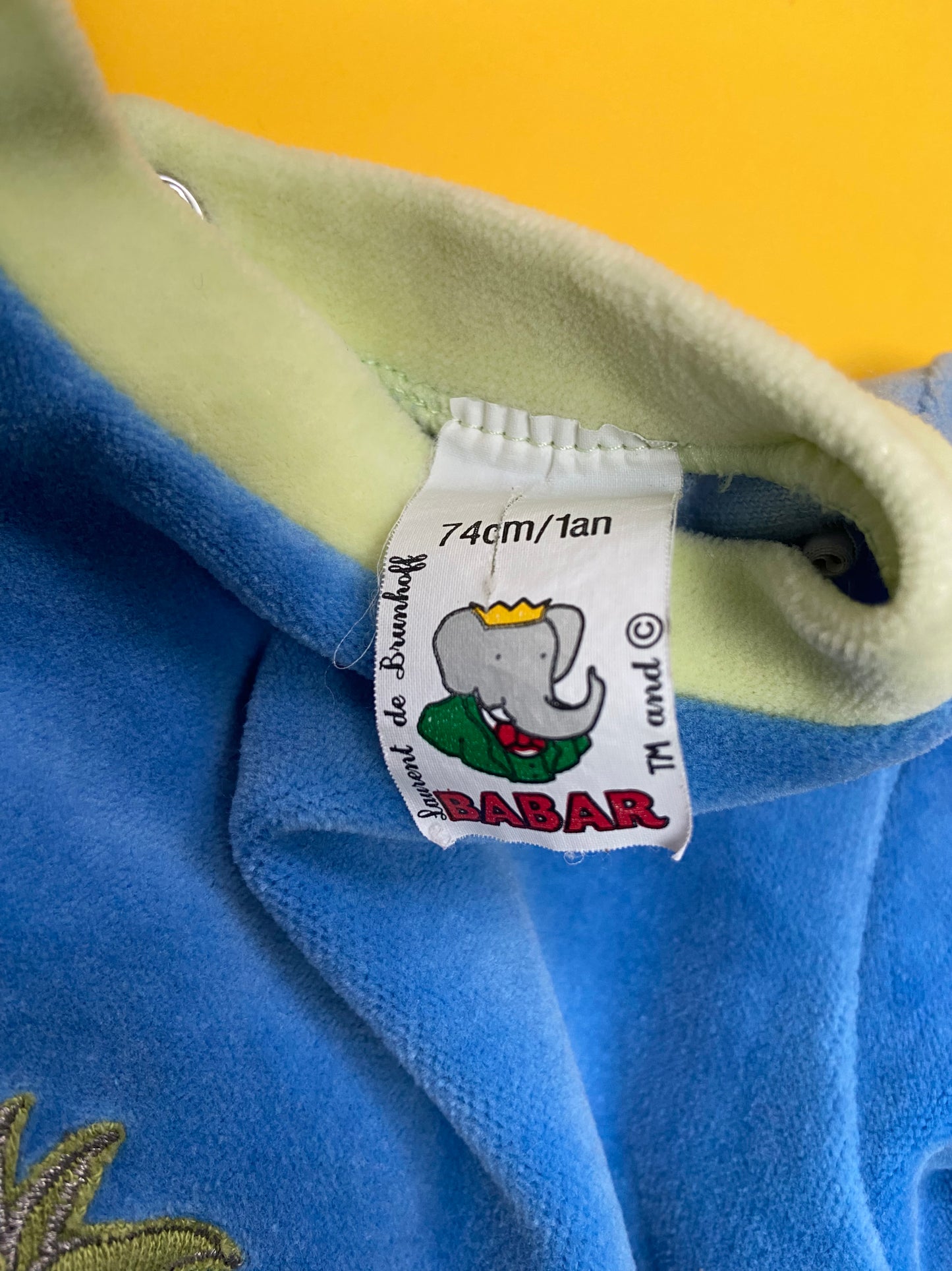 Pyjama velours bébé vintage BABAR BLEU