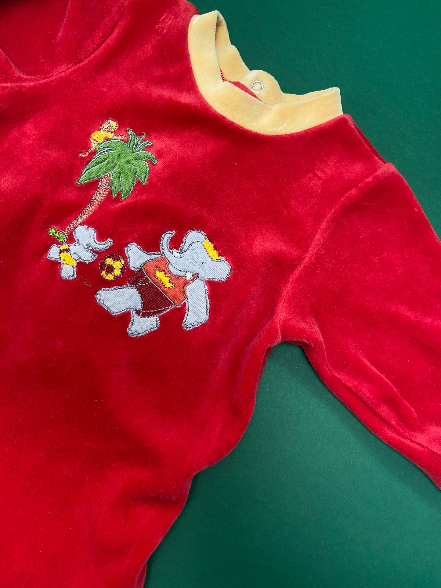 Pyjama velours bebe vintage BABAR ROUGE