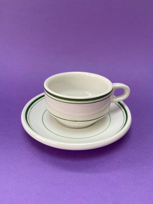 Tasse à café et sous tasse lignes VERT