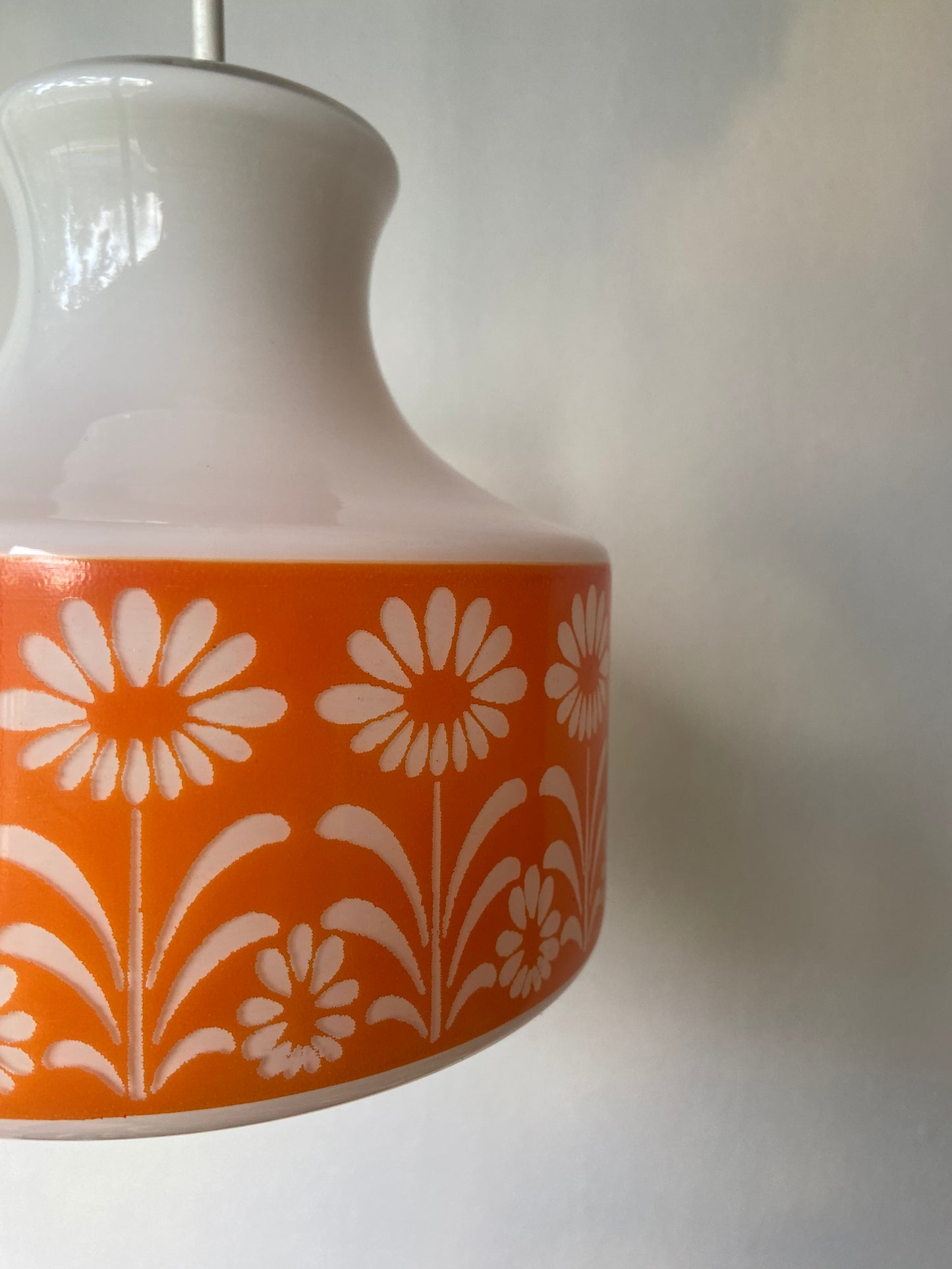 Globe opaline vintage FLEURS ORANGES