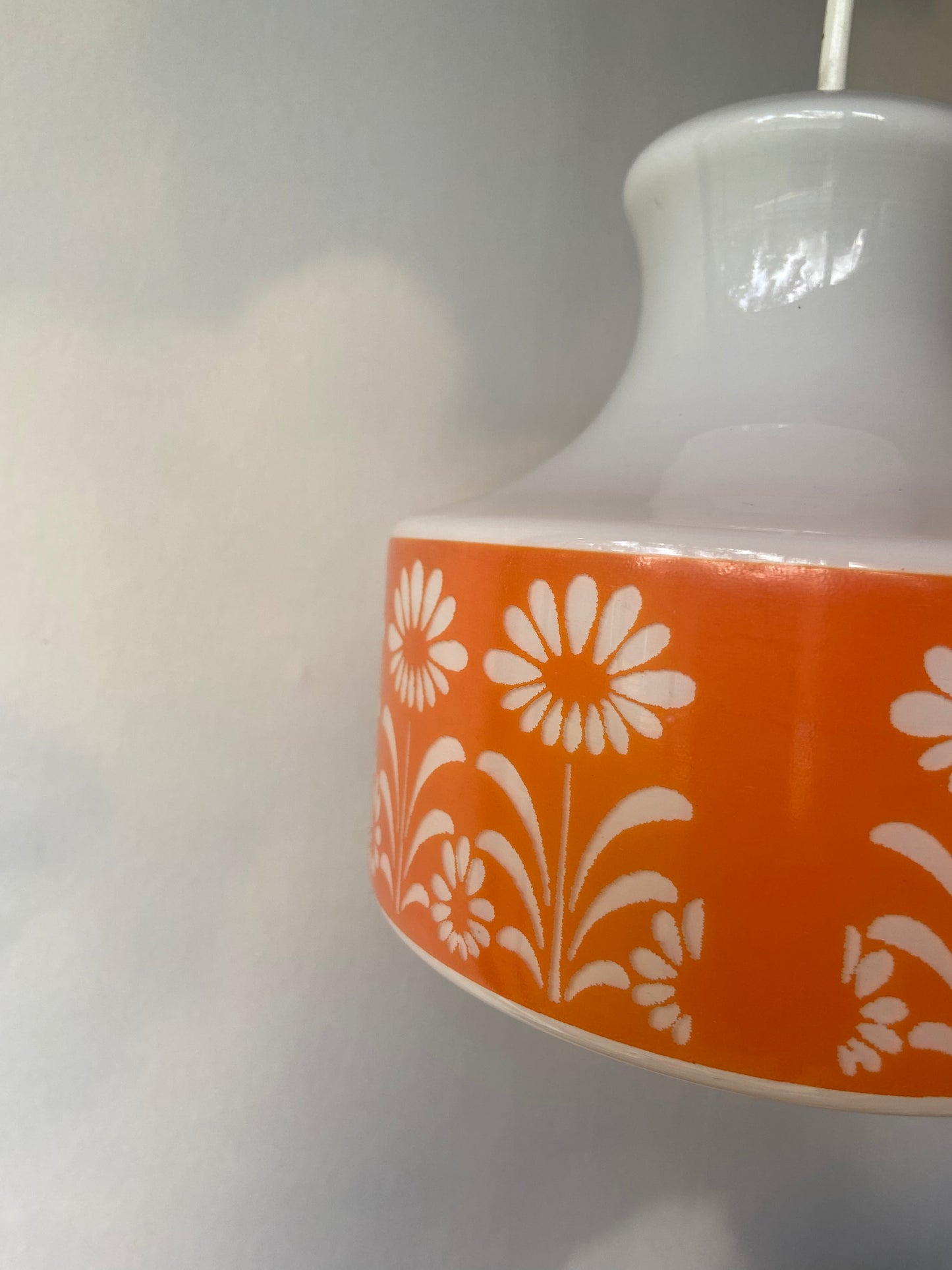 Globe opaline vintage FLEURS ORANGES