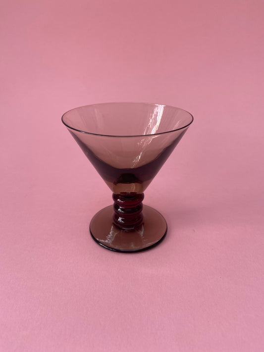 Verre à digestif verre fumé pied rouge bordeaux