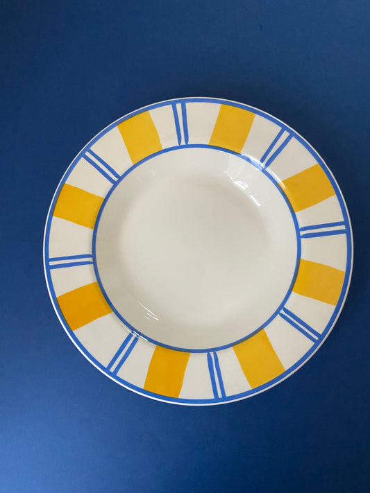 Assiette creuse Quadrifoglio Italy lignes JAUNE/BLEU