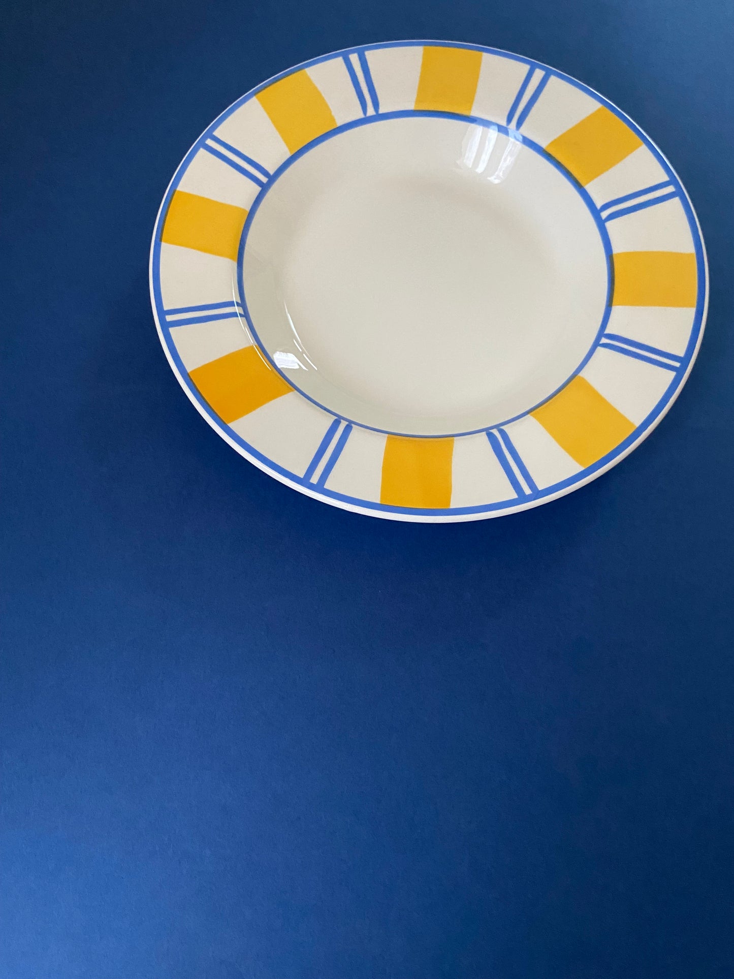 Assiette creuse Quadrifoglio Italy lignes JAUNE/BLEU