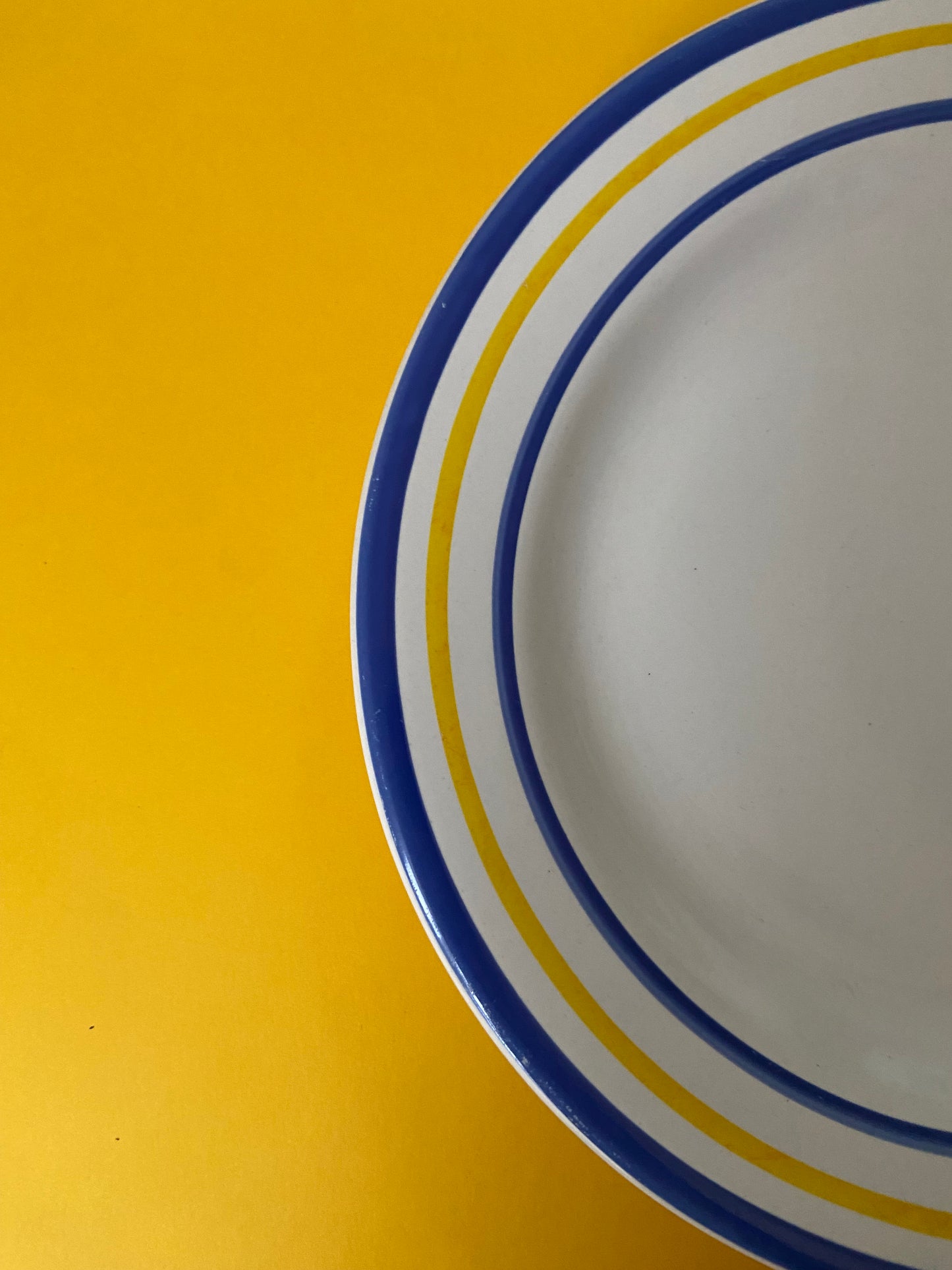 Dessert plate BLUE/YELLOW lines