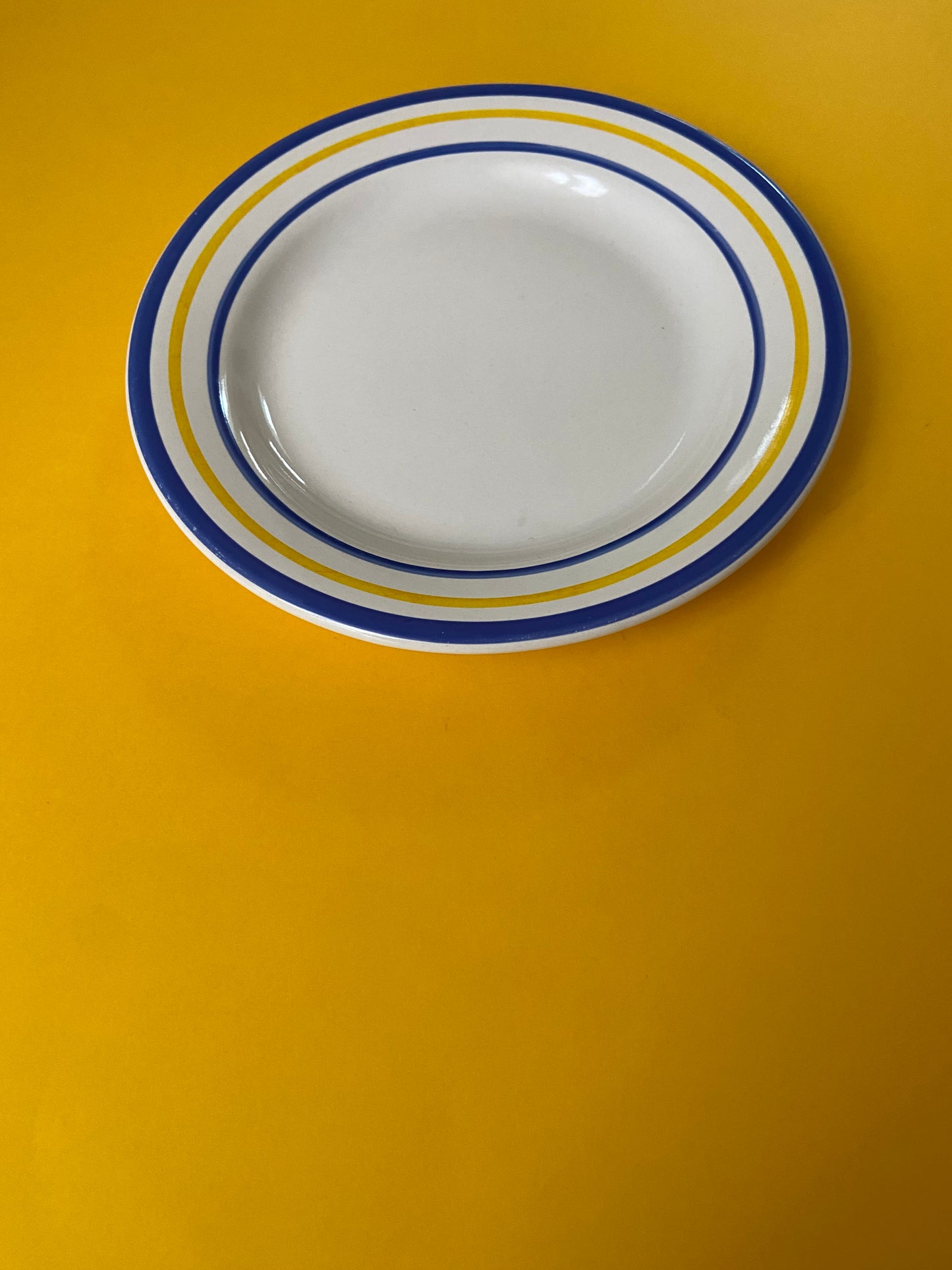 Assiette à dessert Lignes BLEU/JAUNE