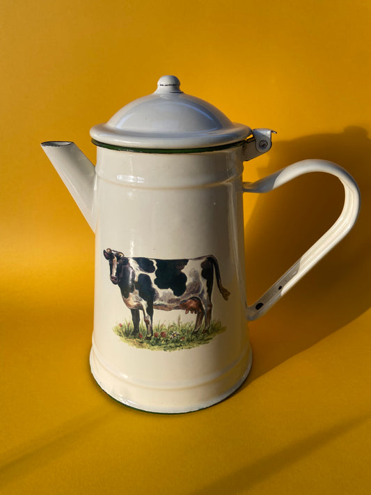 Ancienne cafetière émaillée VACHE