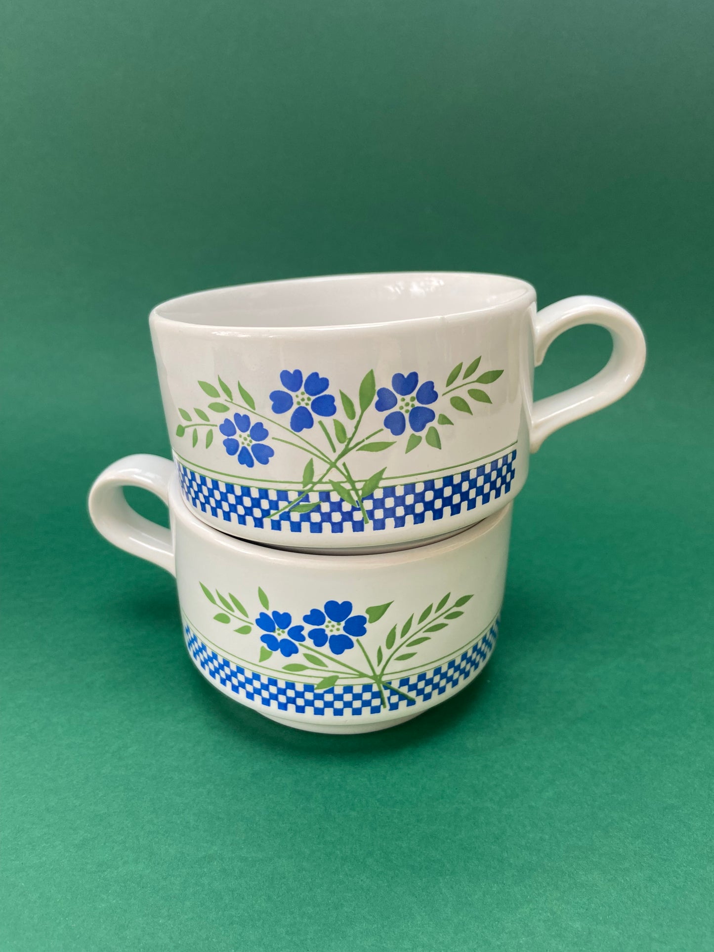 Duo de grandes tasses Flowers damier