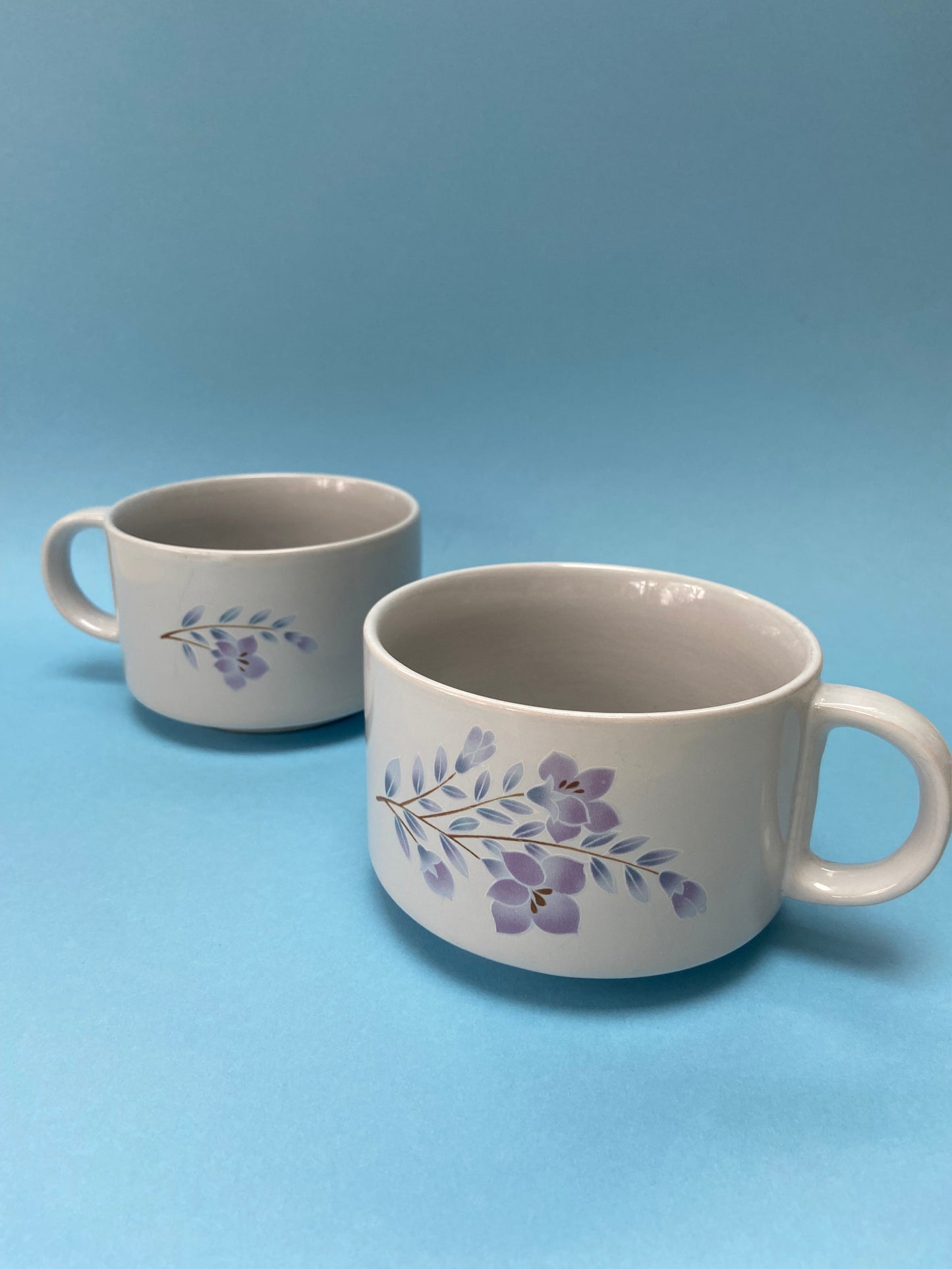 Duo of large cups with pastel flower pattern