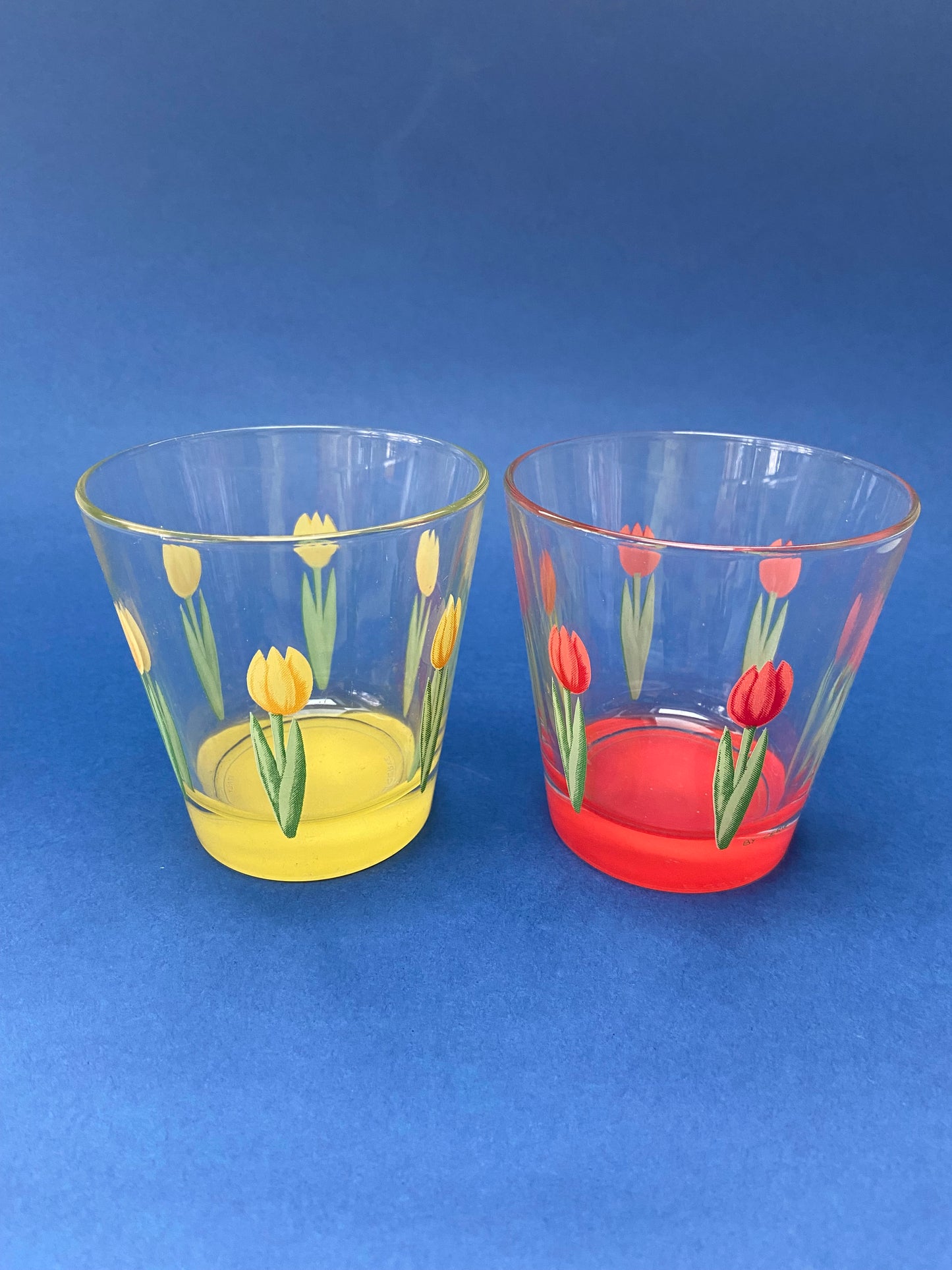 2 verres à eau CERVE ITALY motif TULIPES