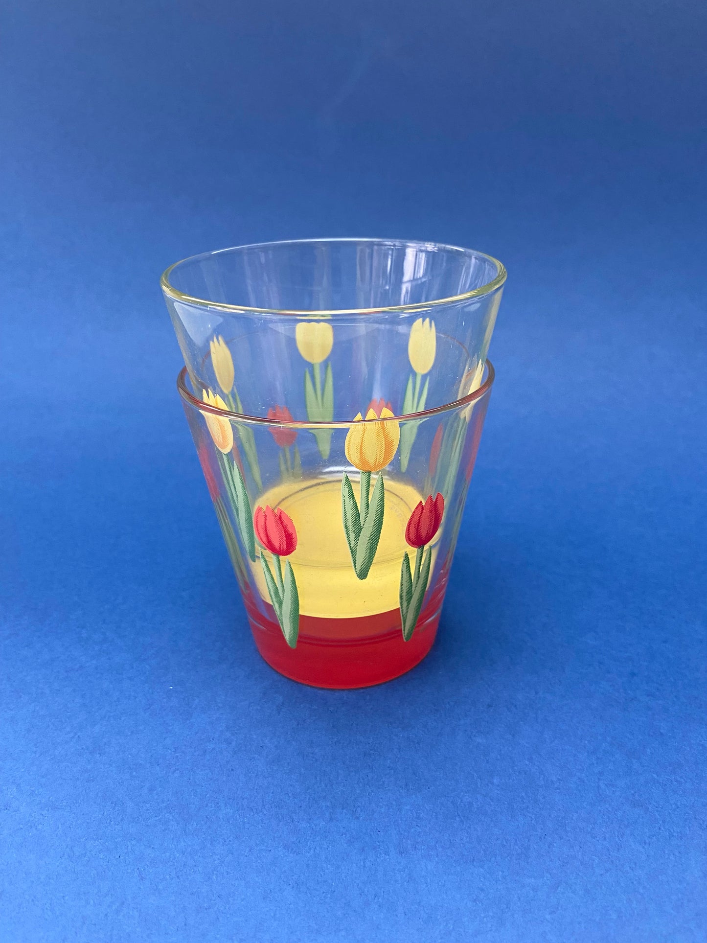 2 CERVE ITALY water glasses with TULIPES motif