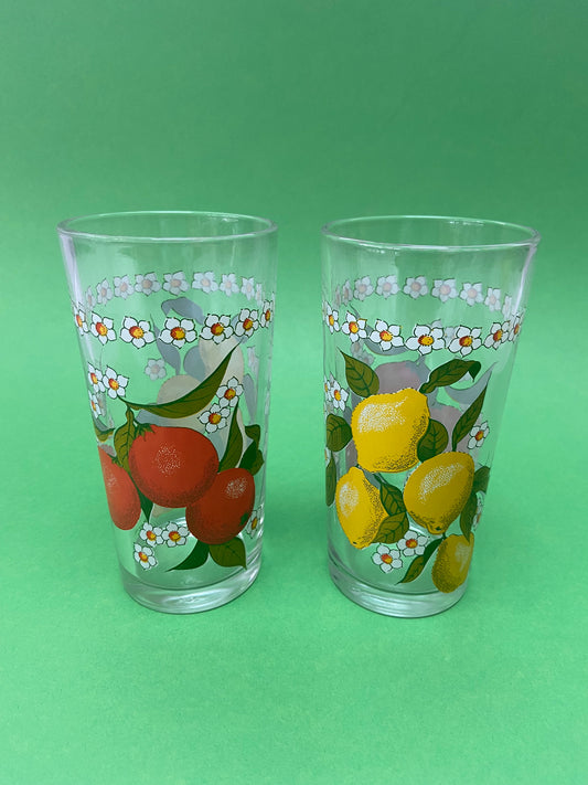 Duo large glasses with ORANGE/LEMON patterns