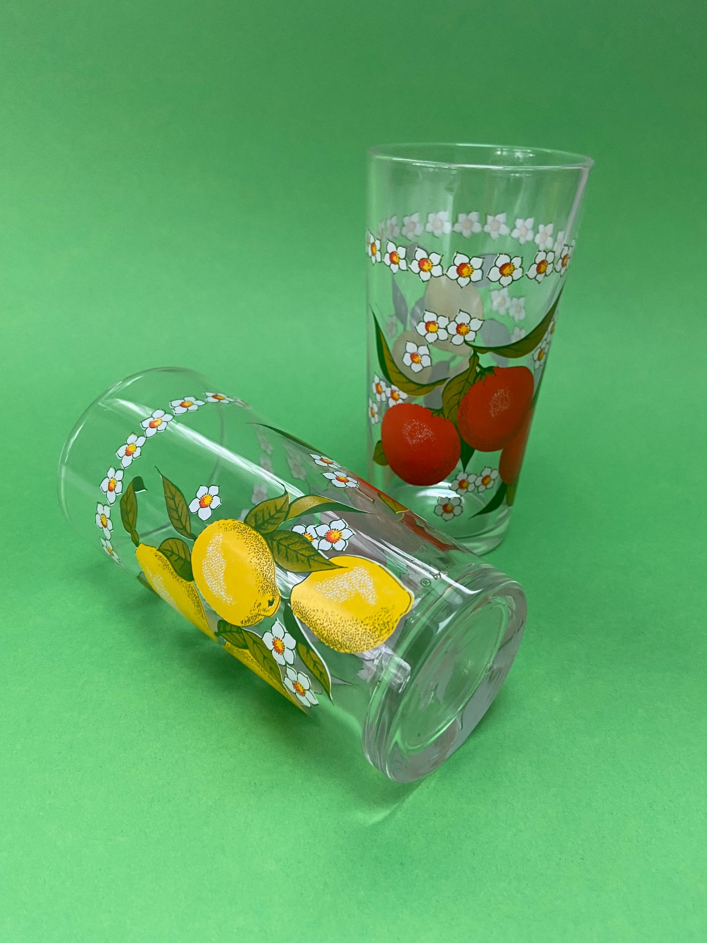 Duo large glasses with ORANGE/LEMON patterns