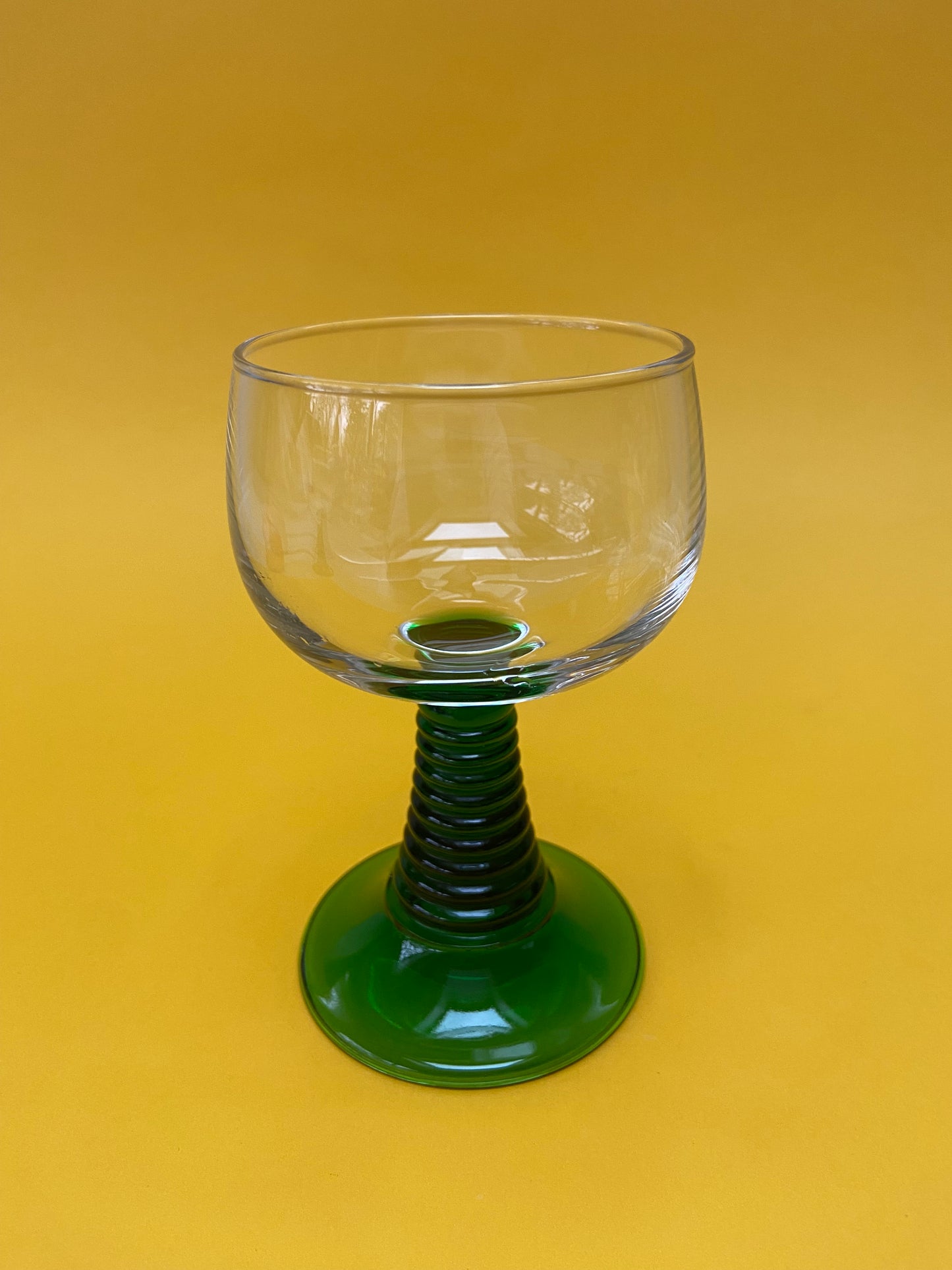 GREEN Ribbed Stemmed Glass Duo