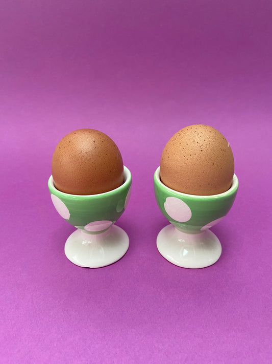 AFIBEL green polka dot egg cup duo