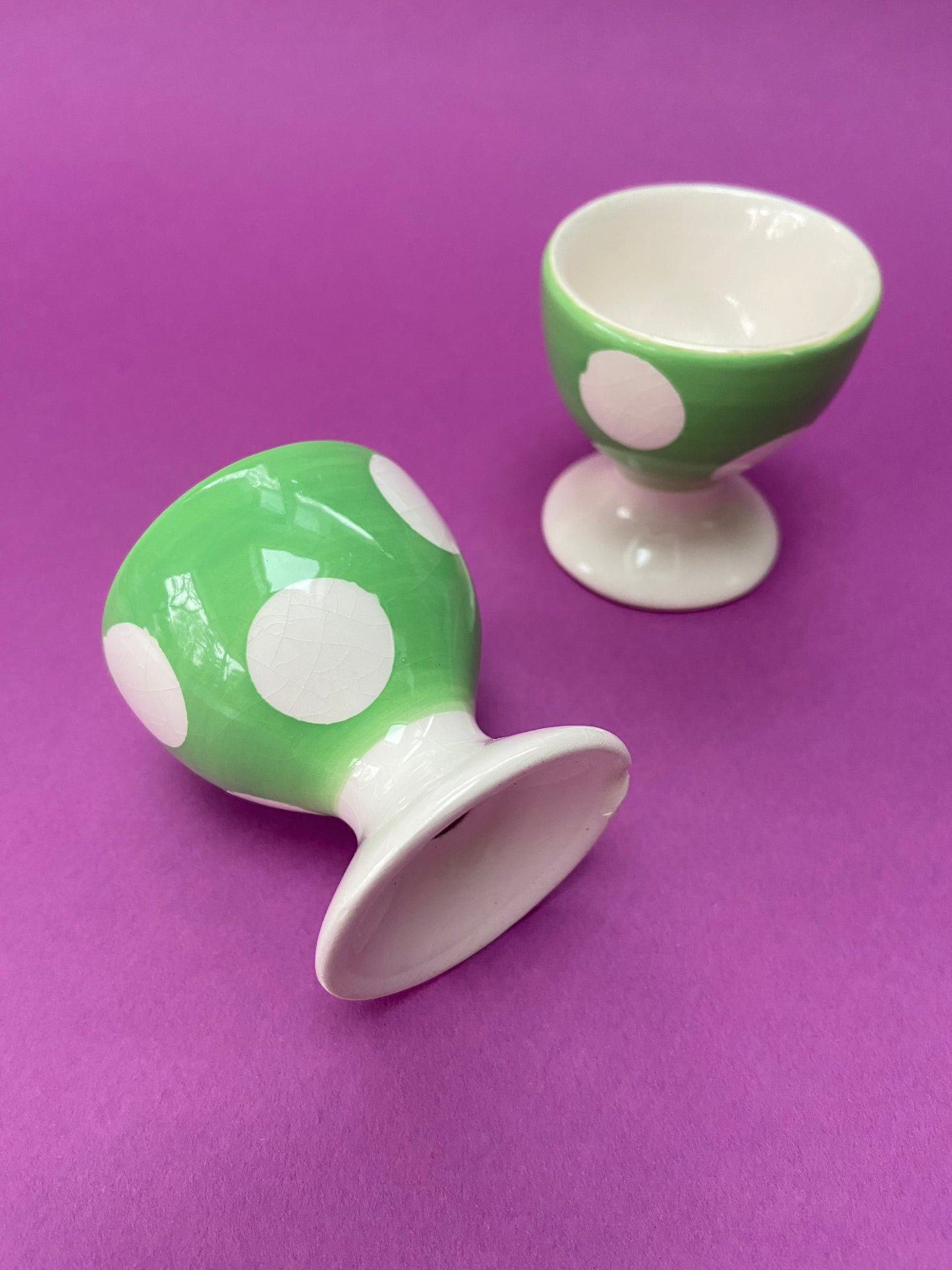 AFIBEL green polka dot egg cup duo