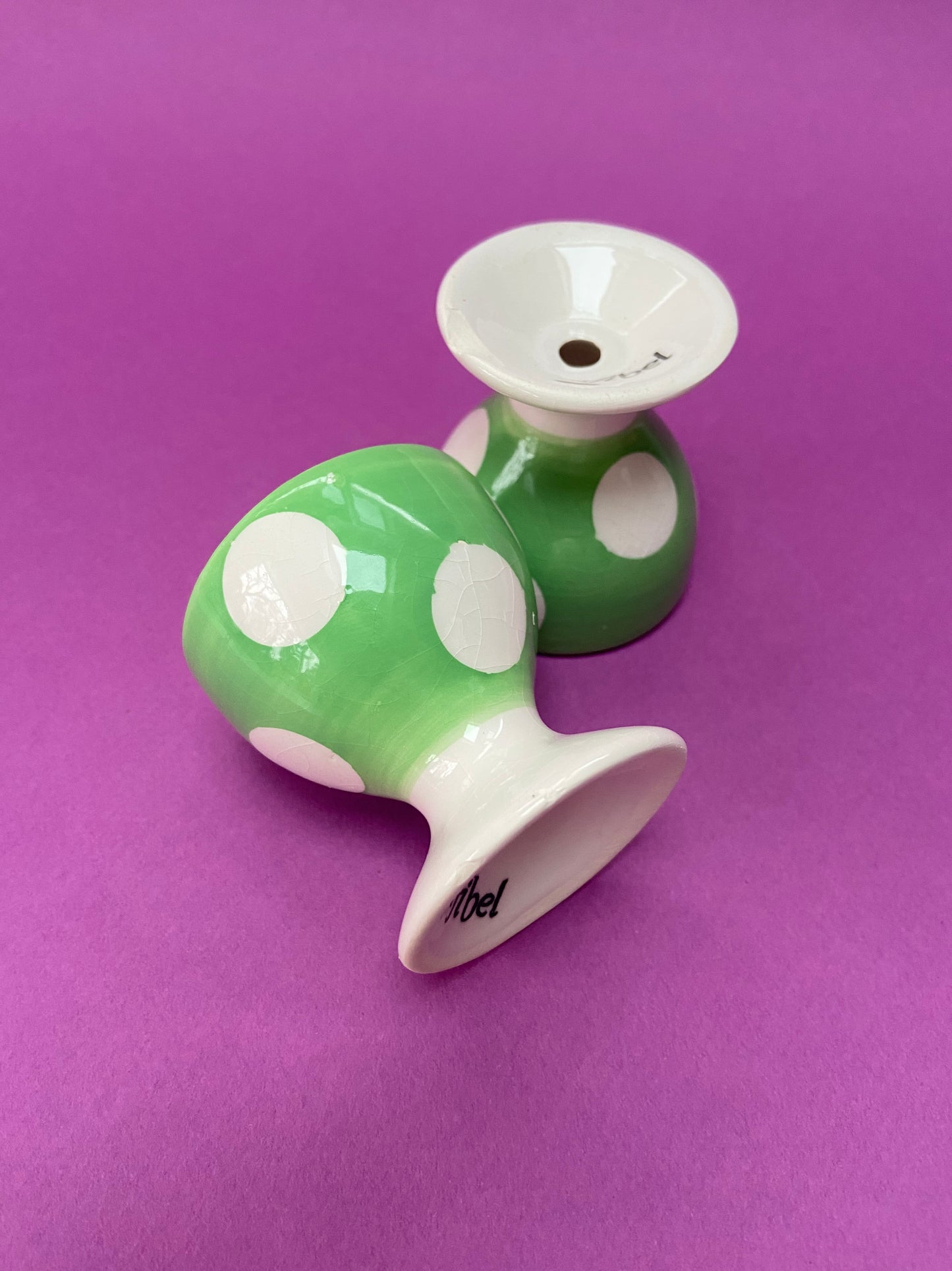 AFIBEL green polka dot egg cup duo