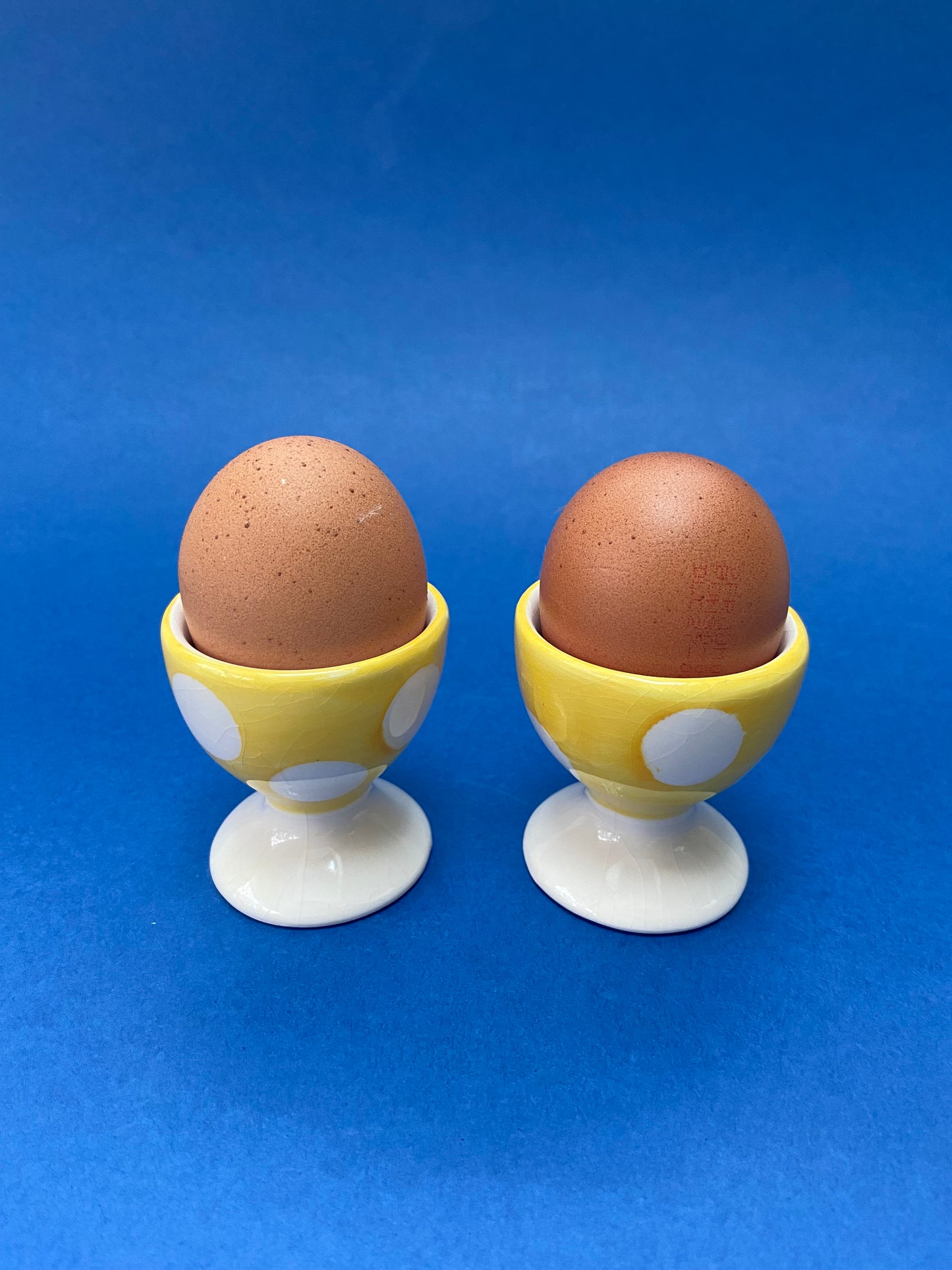 AFIBEL Yellow Polka Dot Egg Cup Duo