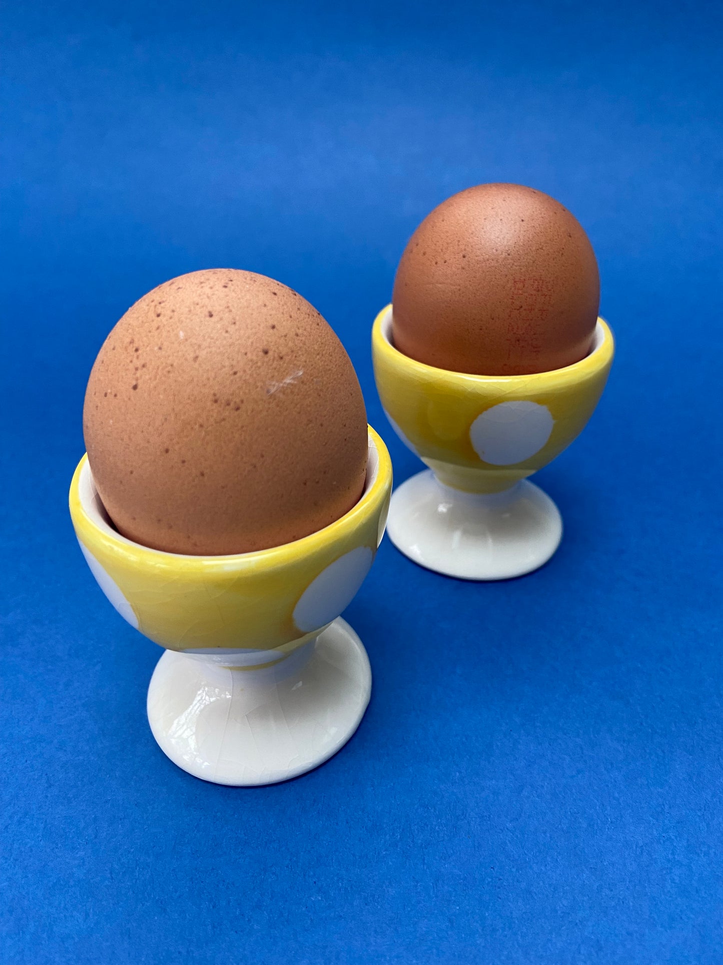 AFIBEL Yellow Polka Dot Egg Cup Duo