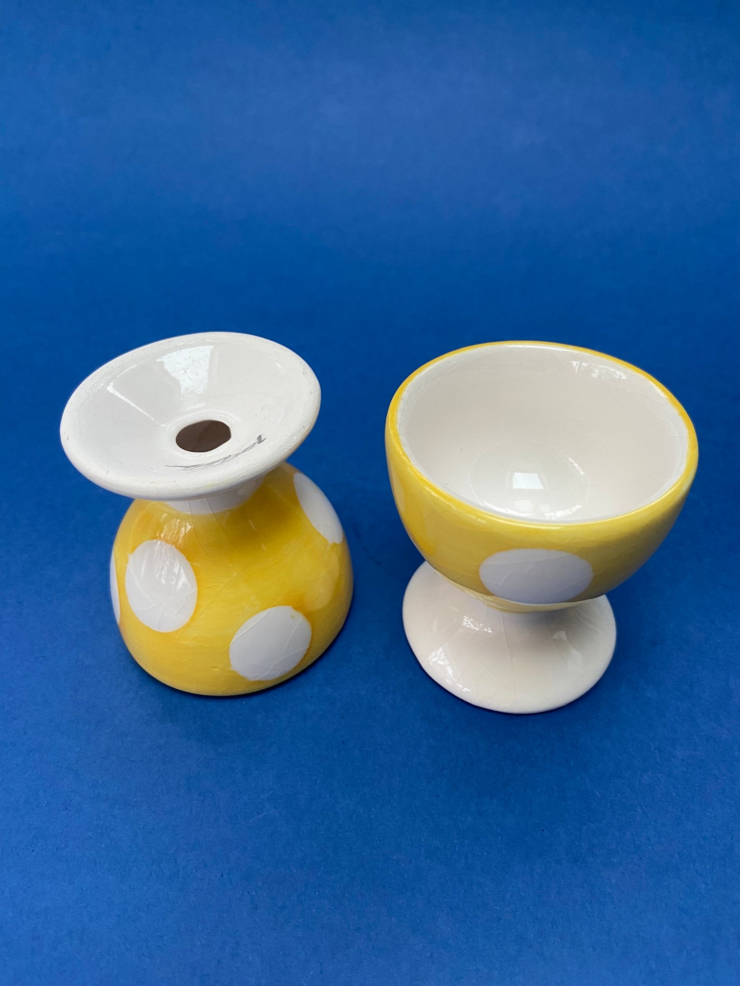 AFIBEL Yellow Polka Dot Egg Cup Duo