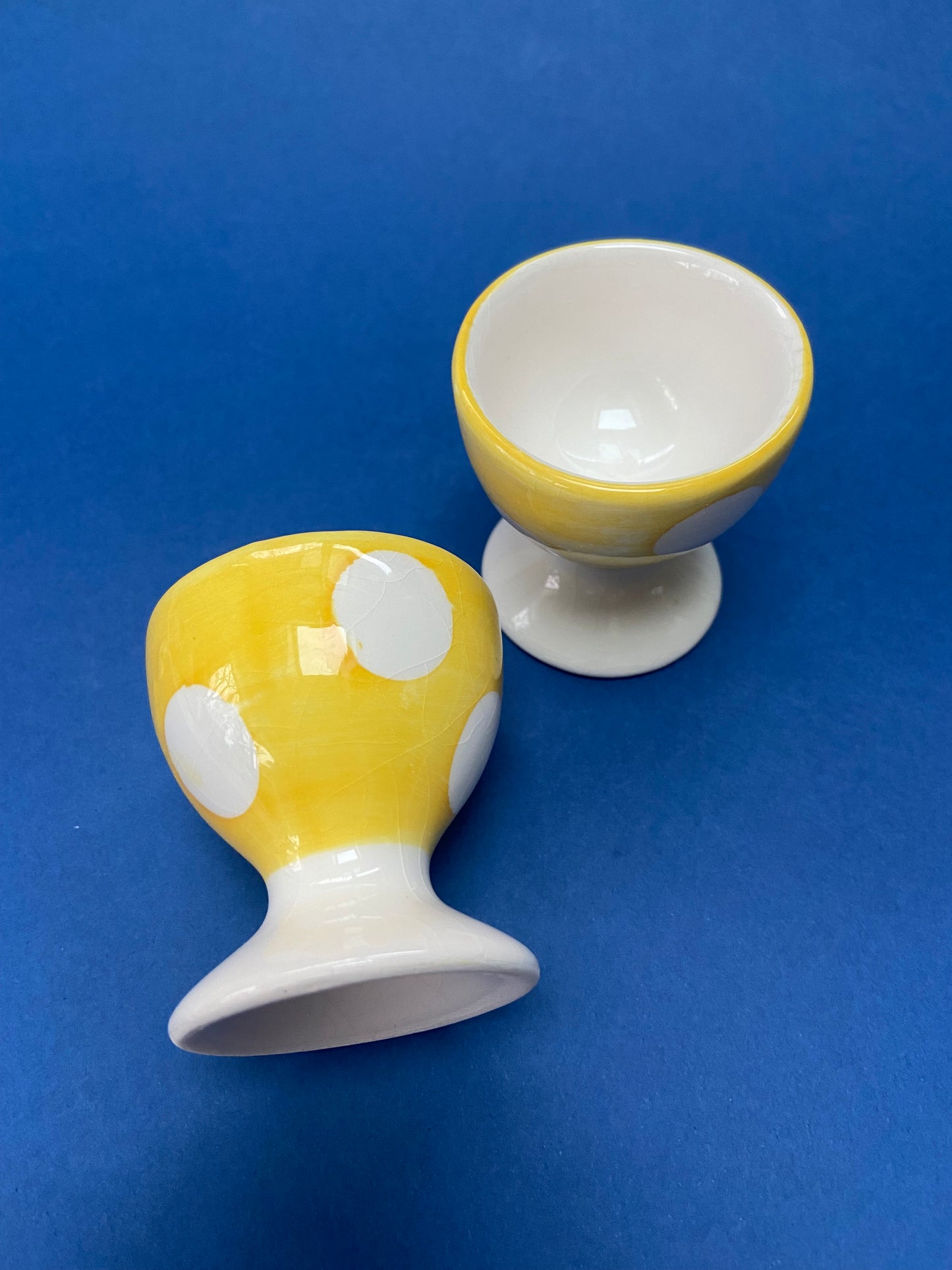 AFIBEL Yellow Polka Dot Egg Cup Duo