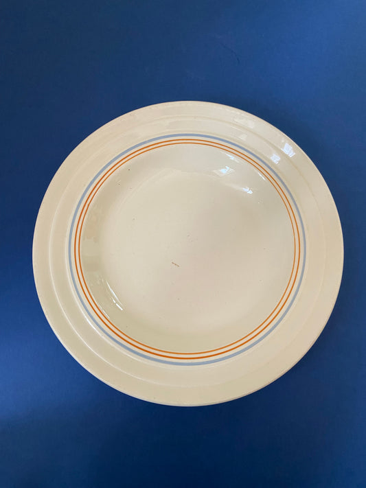 Assiette creuse lignes BLEU CIEL/ORANGE