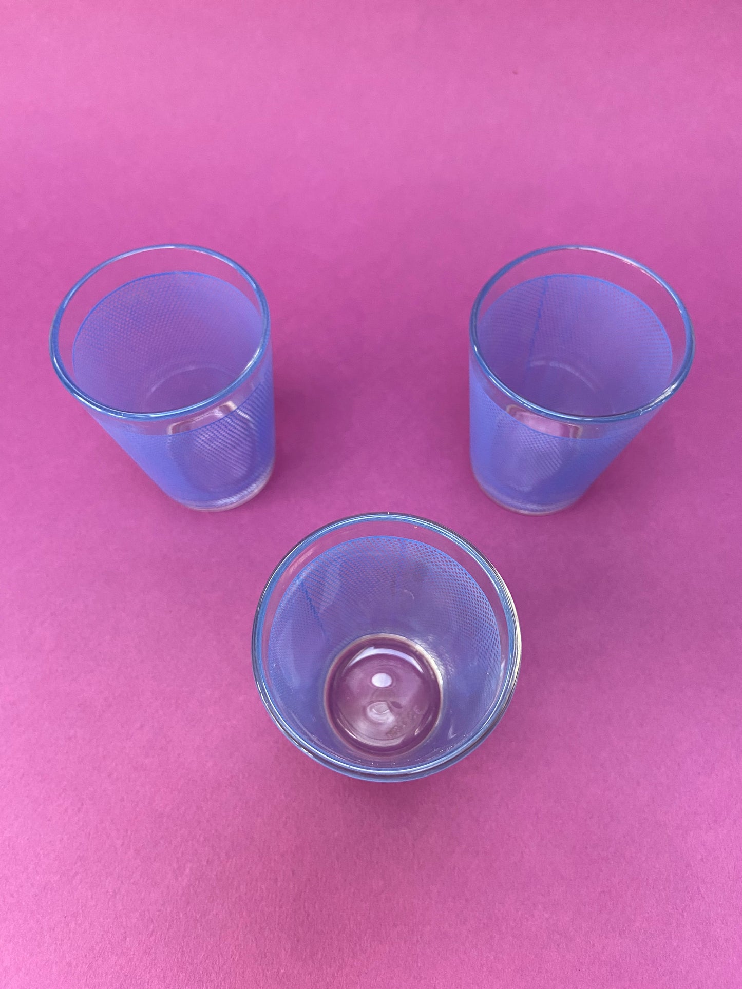 Set of 3 blue HONEYCOMB digestive glasses