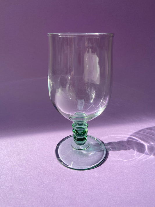 Blue/Green Ribbed Stemmed Glass