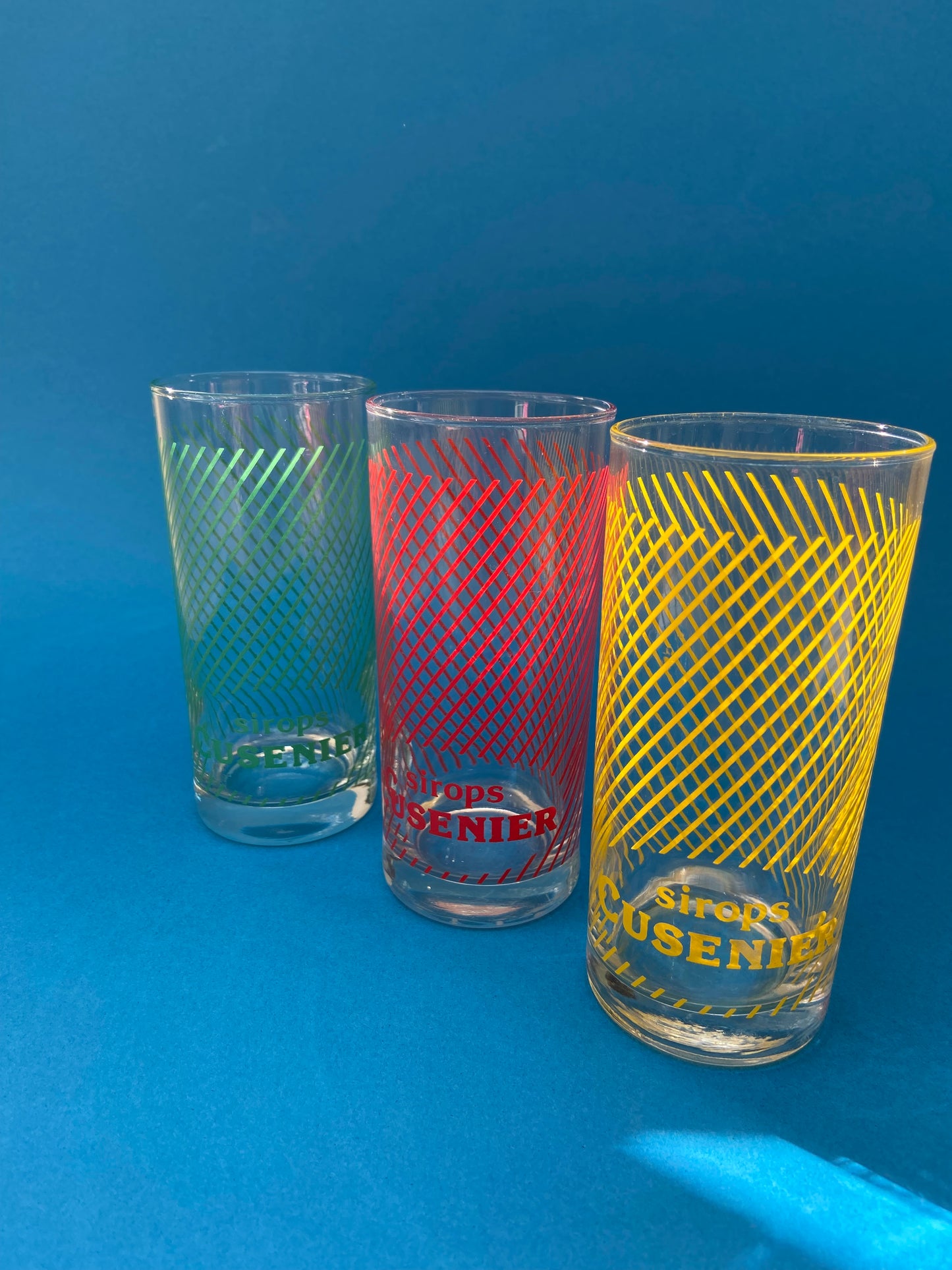 Set of 3 large CUSENIER Syrup glasses