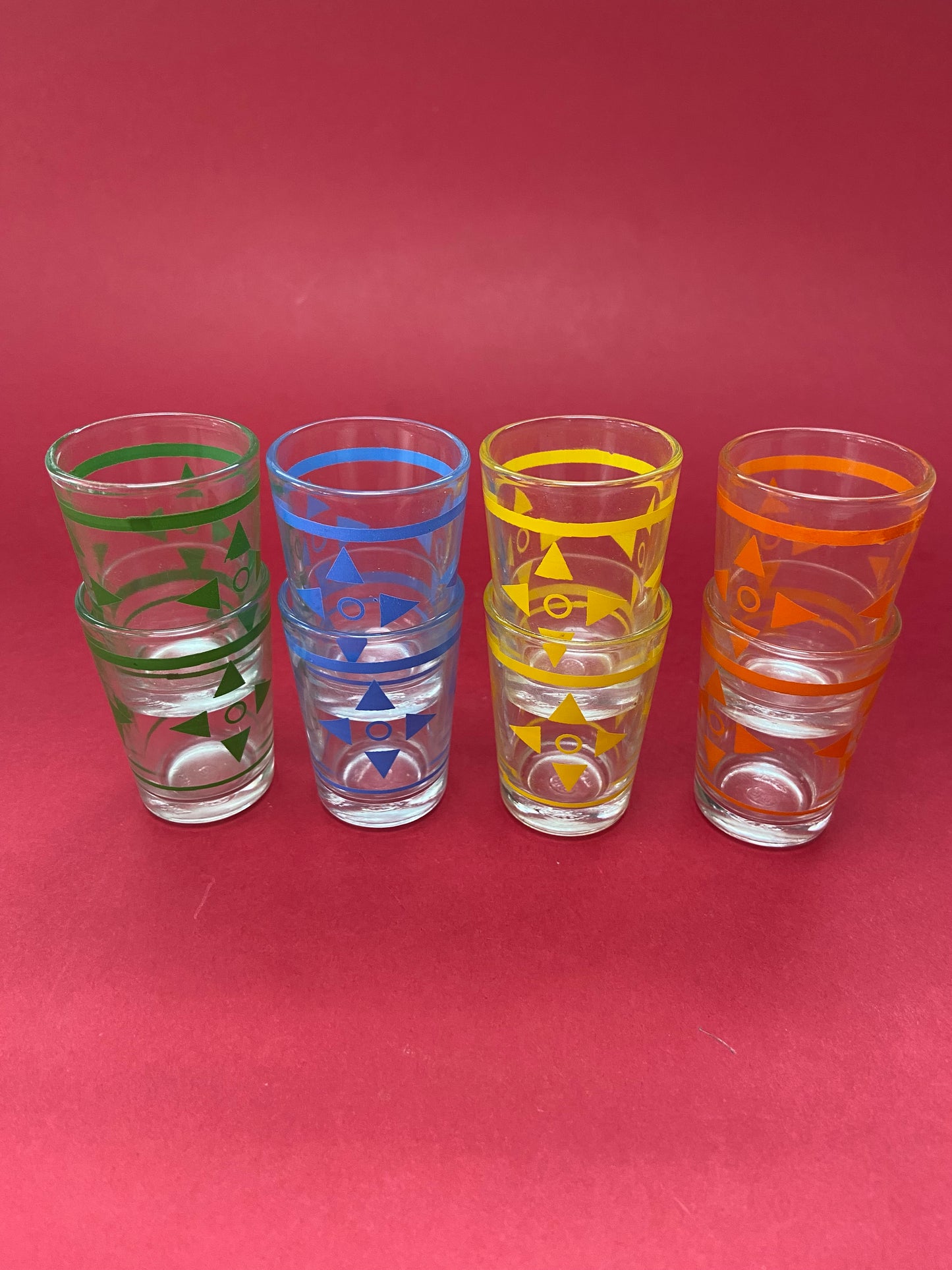 Set of 8 geometric pattern shot glasses