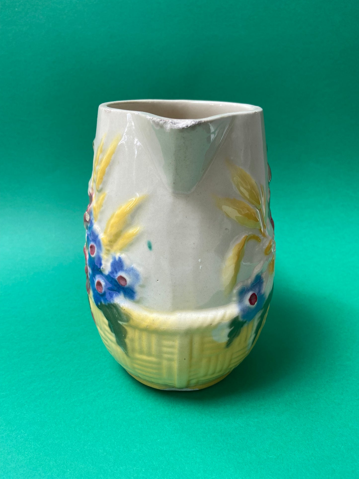 Saint Clément barbotine pitcher with wildflower decor