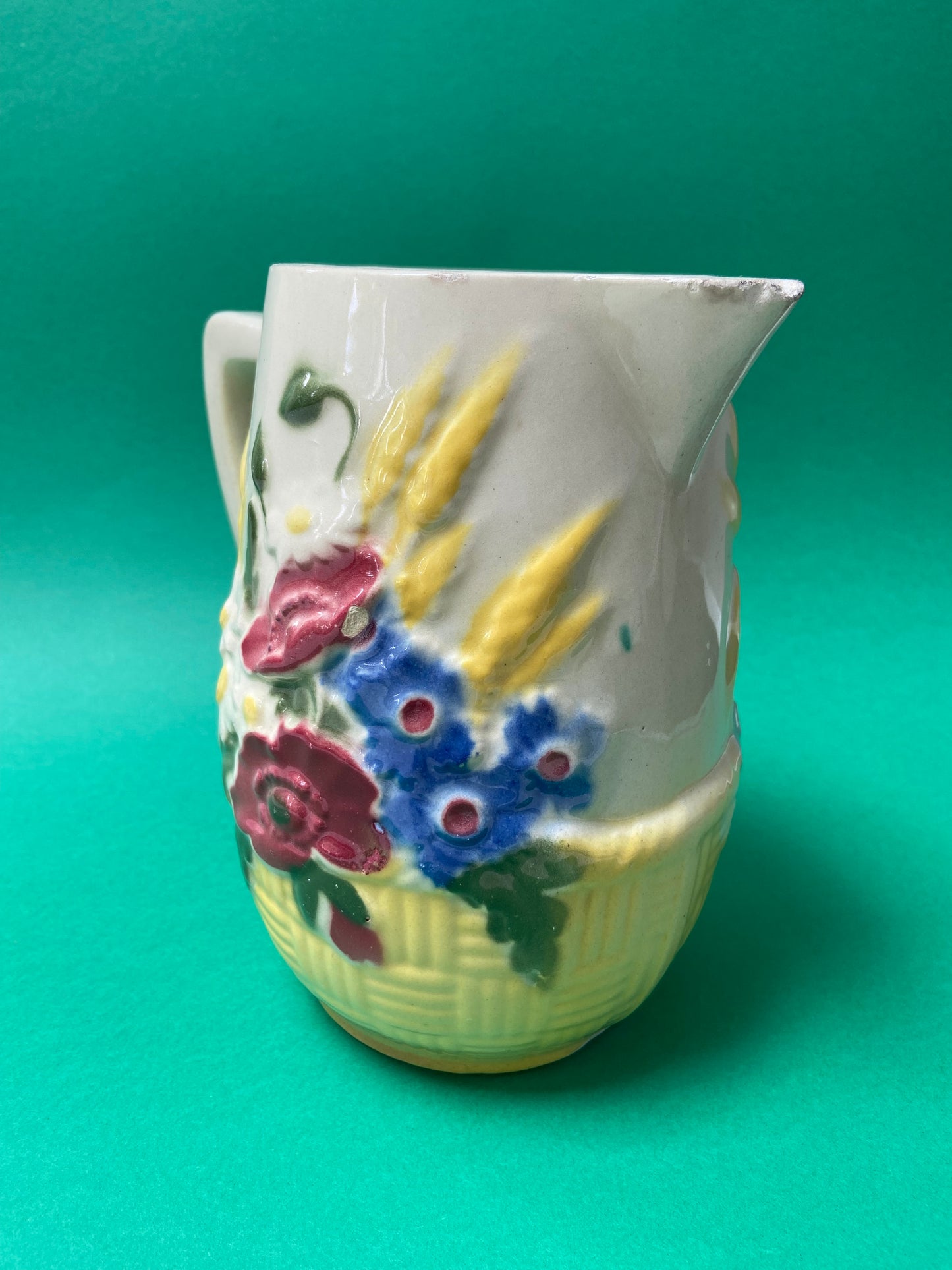 Saint Clément barbotine pitcher with wildflower decor