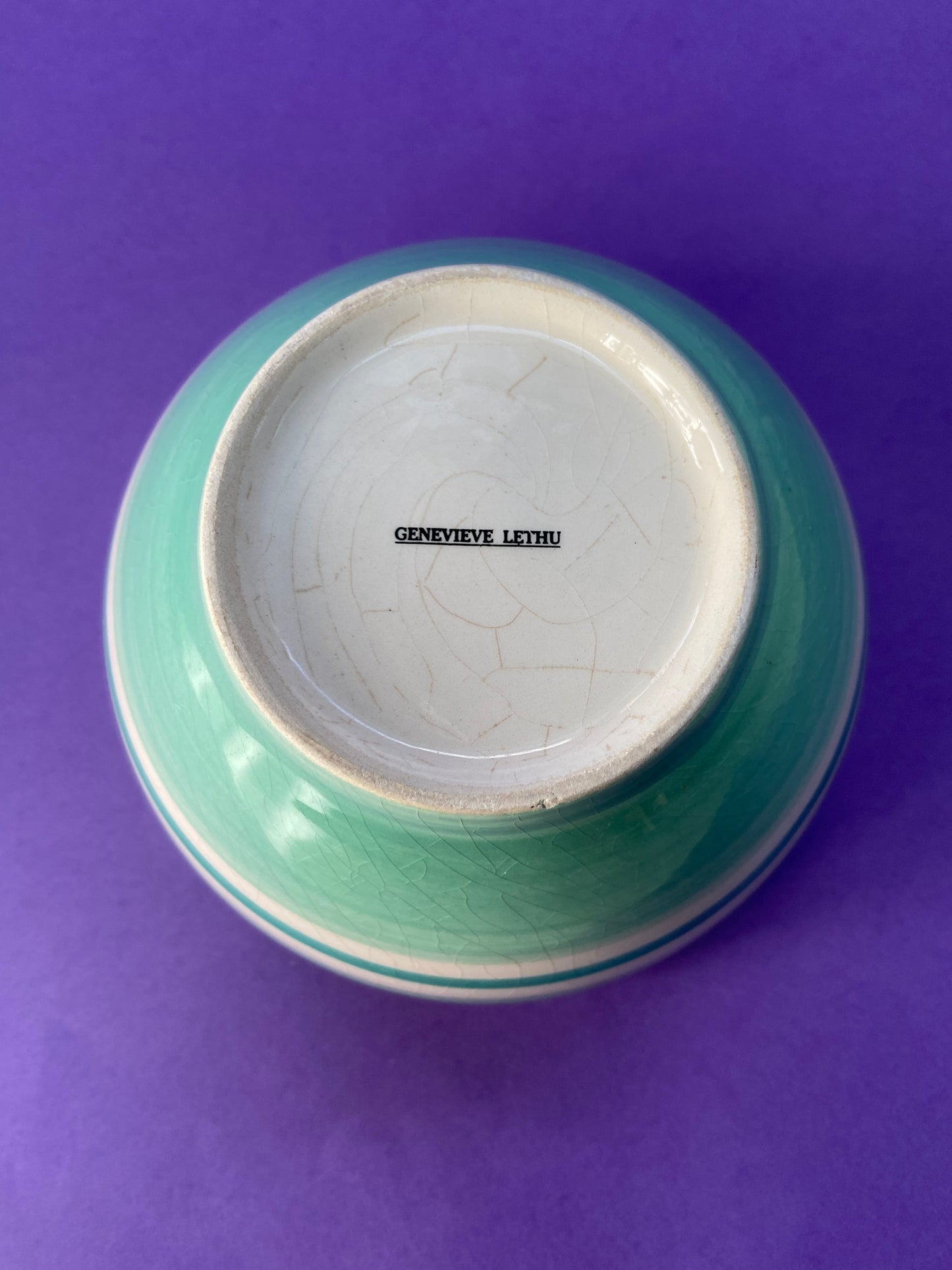 Large Genevieve Lethu bowl CELADON blue