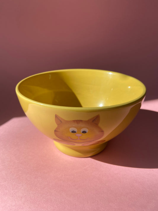 Large yellow KITTEN bowl