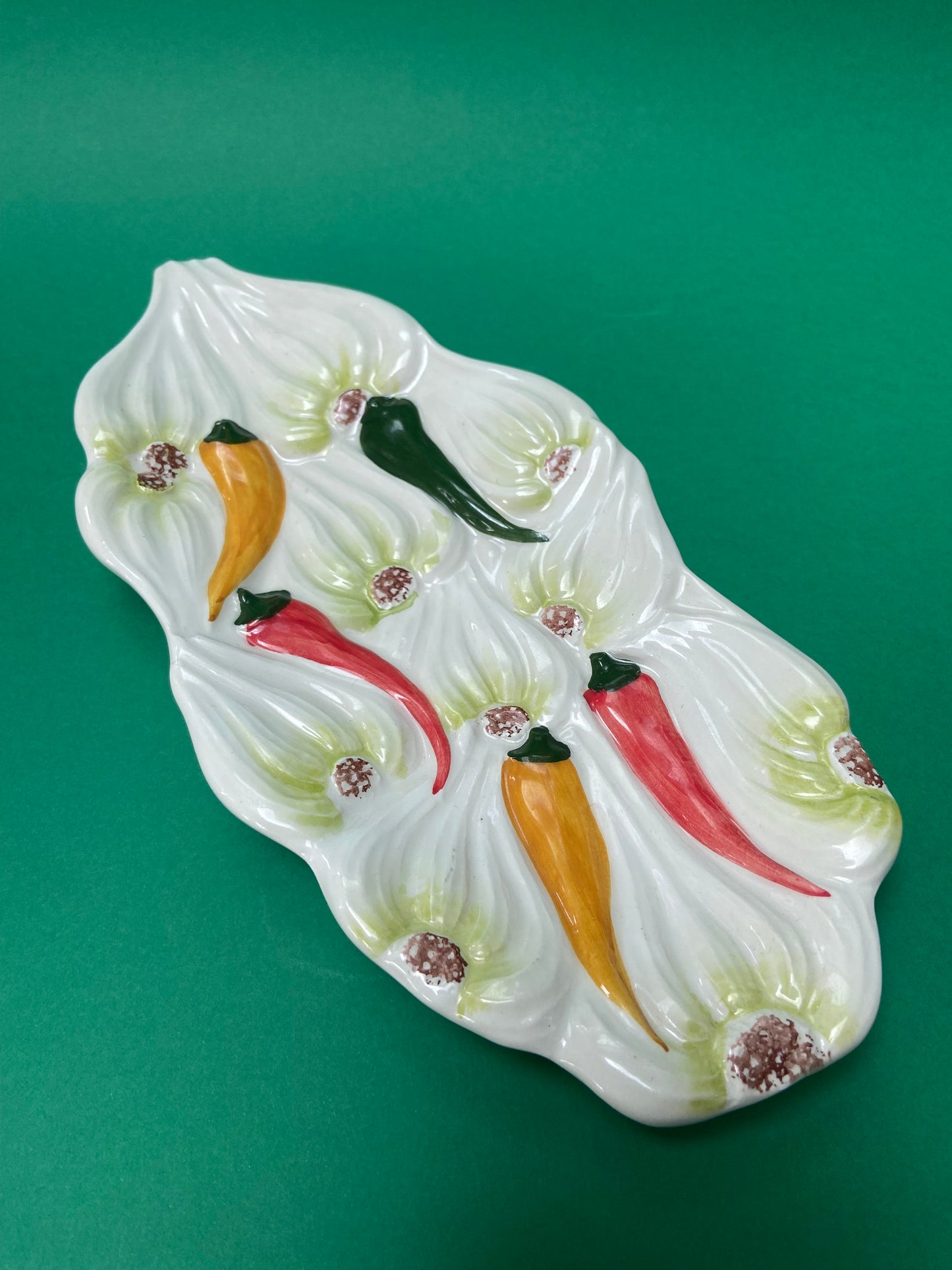 Italian ceramic spoon rest with peppers