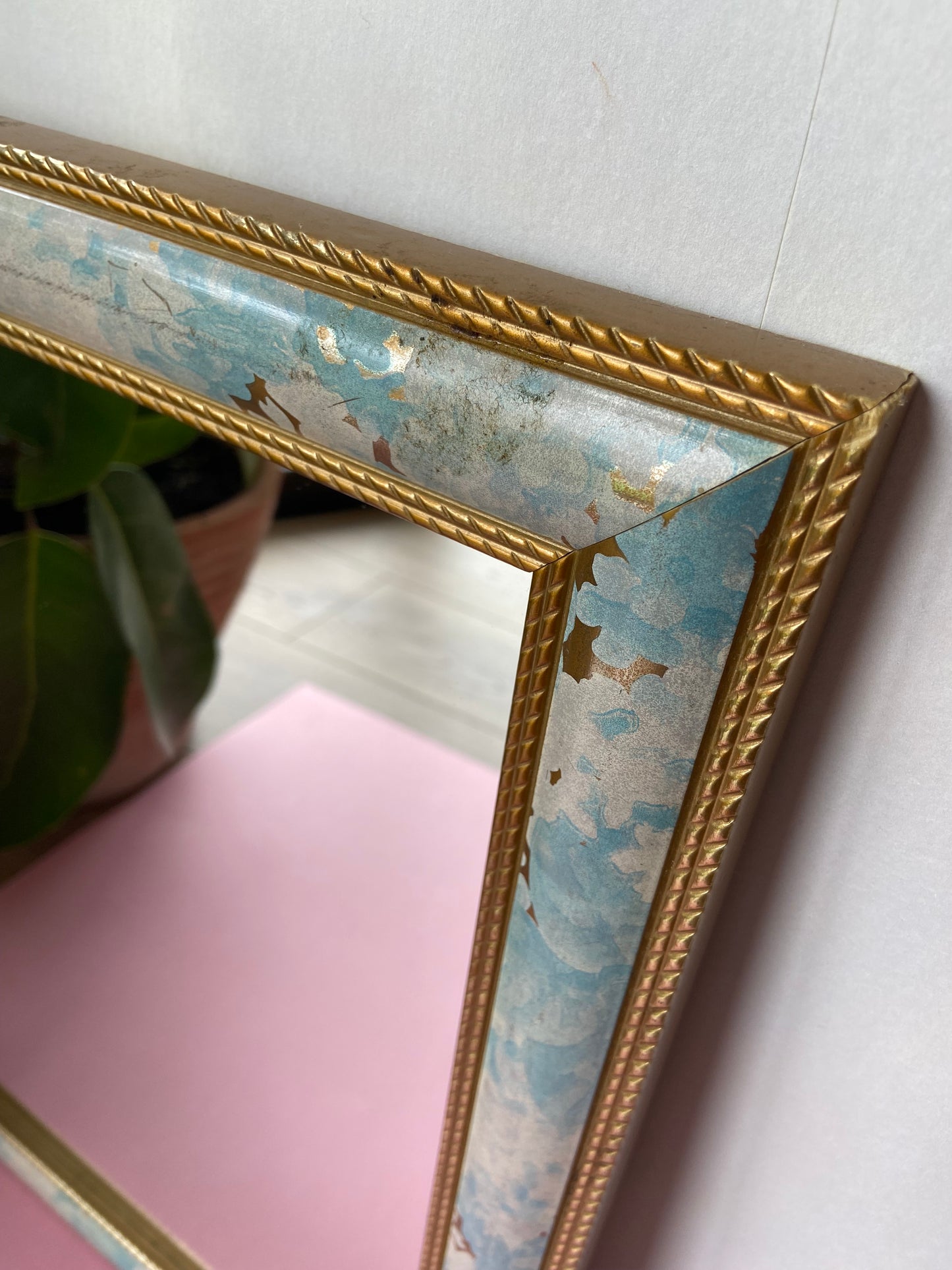 Miroir vintage tons pastel et doré